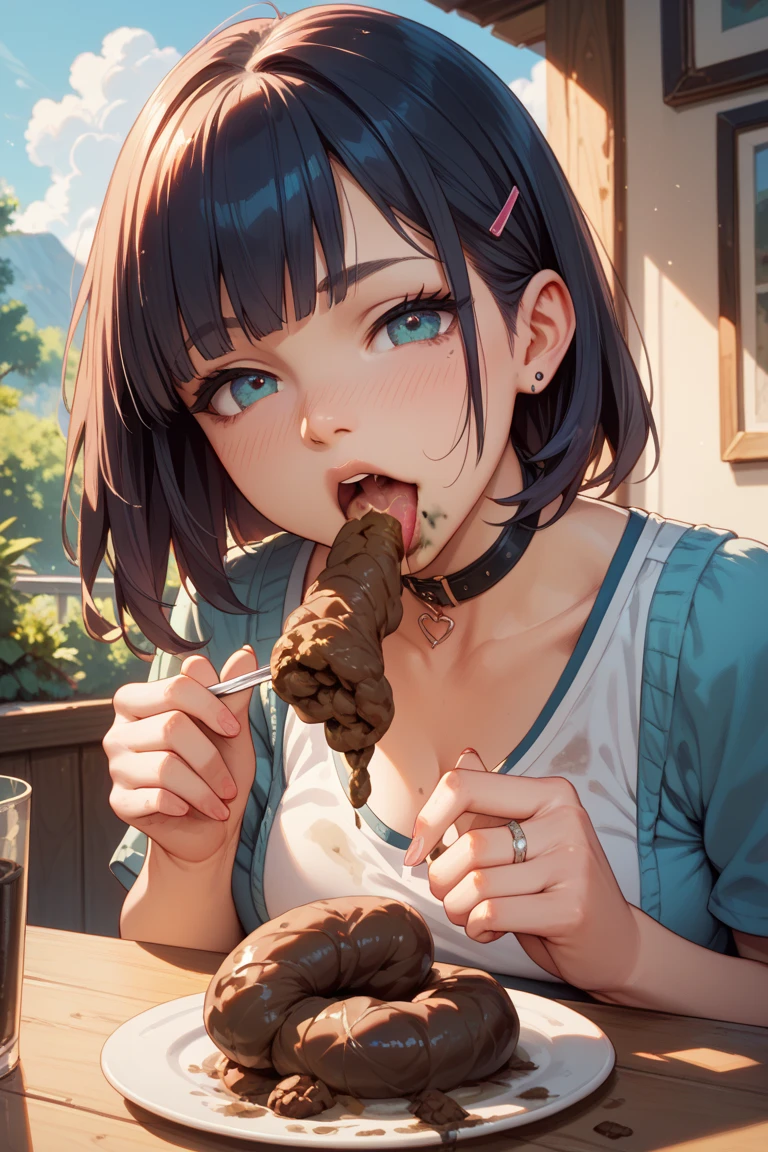 Generate a tale about a little slave girl residing inside of pooping direct toilet, depicted in vivid and saturated hues. Explore the cat ear girl's eating poop adventures and connections with the diverse poops and,1 ,,(((uchiyama haruka,ayase mito,7yo,:1.3))), ((nsfw,porn)),((((beautiful girl)))),bewitching look,extacy,high quality, animeted, anime colored,extremely detailed face,masterpiece, best quality,w,(perfect anatomy),((ultra-detailed)), illustration, (((8k))),(((High quality excrement in her mouth))),bewitching look,extremely detailed face,High quality face,anime woman,shiny skin,dirty,highly detailed excrement, masterpiece, best quality,blush,very lots of sputum,a seductive look,(((Open her mouth and show excrement))),Lick the excrement,The ingredients are sticking out,front view,stick out tongue,(((feces:1.5))),((coprophilia)),((eating excrement)),mouth focus ,looking at viewer,(((mouth is just in front of viewer’s face))),(((close up excrement))),dynamic_angle,(excrement:1.25),animeted, anime colored,Mouth-to-mouth excrement to the viewer, holding excrement in her mouth,beautiful girl,Open mouth and show excrement,((chewed excrement)),sputum-covered excrement,(((sputum mixed with excrement spills from the corner of the mouth))),A lump of excrement on the tongue,Viewer looks into the mouth,puke and excrement mix,a lot of excrement in the mouth,kissing the viewer,licking the viewer's face,,(((lots of liquid feces spills from the corner of the mouth to the breast))),,((showing extremely detailed Teeth and lips covered in poop)),,,((very long nipples)),,((smeared feces)),,((extreme close-up:1.7)),forced to eat poop,(((from below,low angle:1.4))),(mouth is above viewer),(outstretched arms),,((blush,shameful:1.3)),((poop overflows from the mouth:1.3)),((coprophilia kiss:1.5)),((POV:1.3)),((cat ear)),((bathtub is full of poops:1.7)),((chained:1.3)),((her breasts are covered in liquid poops:1.4)),((charming smile)),(((bondage poop maid:1.4))),(((spoken heart)))