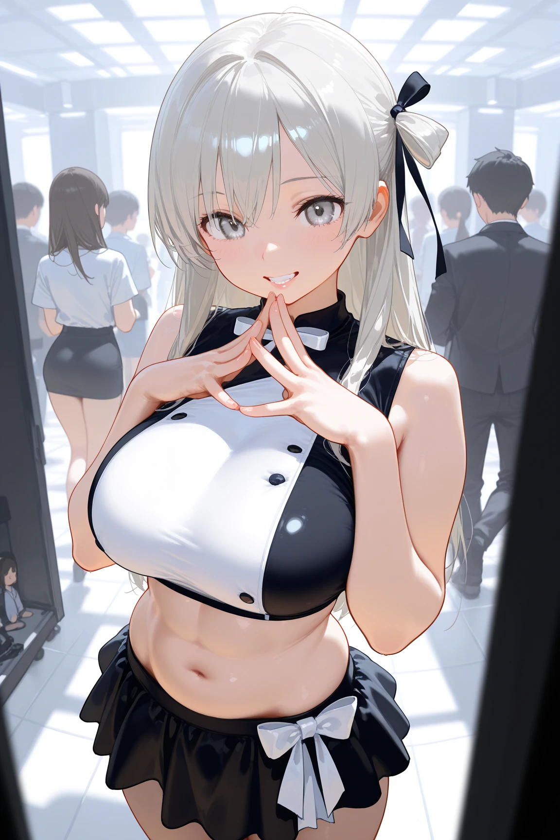 (Super detailed、Ultra-high resolution、8K masterpiece、Vibrant colors)、((Flat Color))、Dark Background、cyber punk、A masochistic woman tied up、(Maid clotheini skirt、My chest opens wide、Wedgie Panties、Sweat)、(Soryu Asuka Langley)、Angle from below、(Big Breasts)、(Open your mouth、Drooling、Feels good)、
(sit、Lift your hips、Spread your legs、look back、Random Sexy Poses)、
(midium Hair:1.2,Blunt bangs、Twin tails、Vermilion, gold and silver hair、hair ornaments、Blindfold、Brown Skin、Red lipstick)、TWICE's Tzuyu' on pause、Plump nipples、Beautiful hip line、(cameltoe)