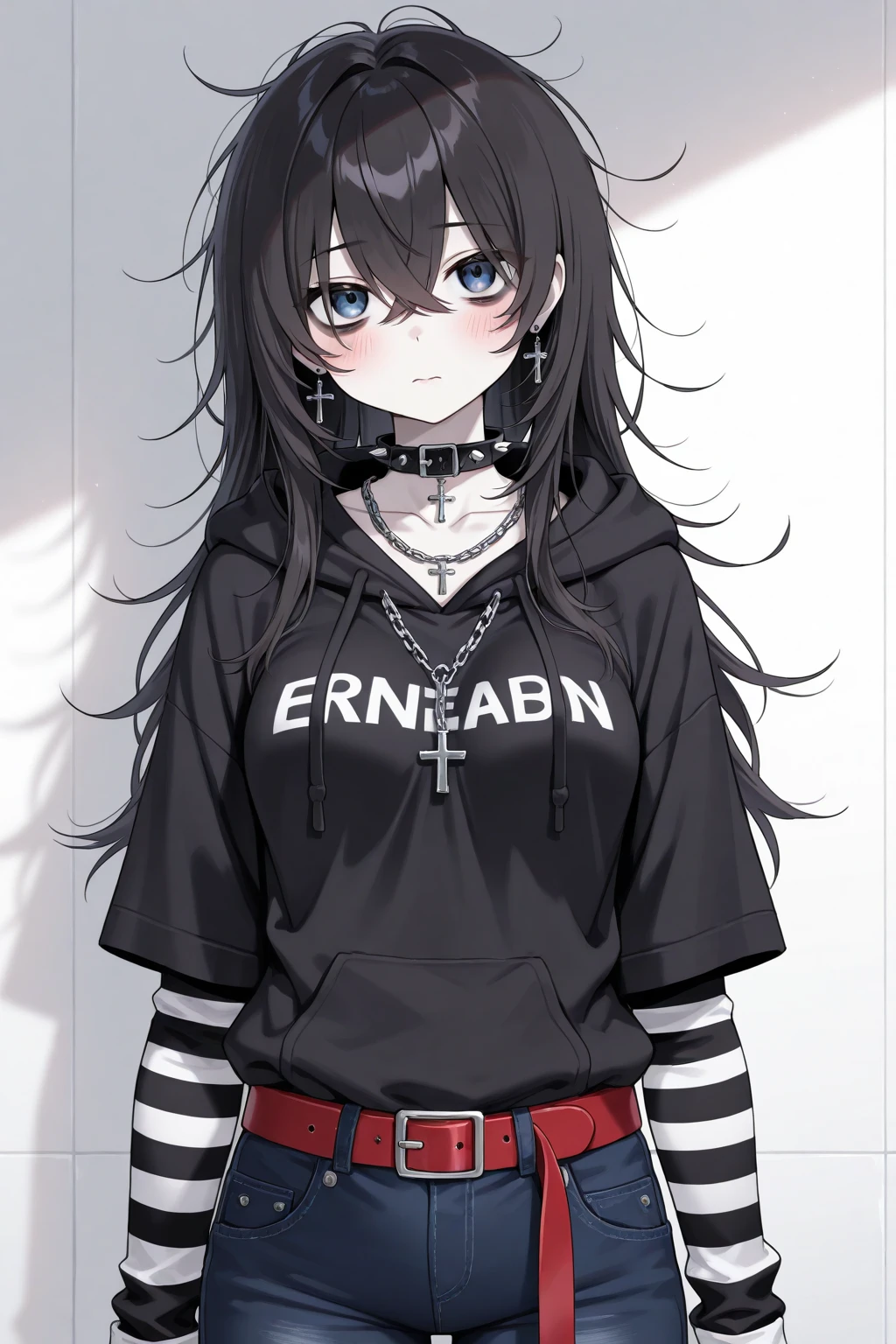 a woman sitting on top of a box next to a cat, artstyle : ilya kuvshinov, shiny colorful, sexy girl wearing shorts, black jeans, medibang, characters merged, anime like