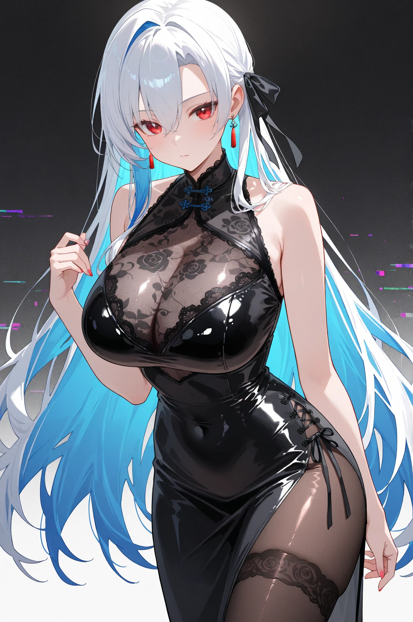 multi-colored background, best quality, detailed background, highres, absurdres, bloom, disheveled hair, shiny hair, exposed in lighting, bright pupils, forest,
1girl, no clothing, fashion model, looking at viewer, focus on leg, flower hair ornament, earpiece, long hair, ((panties)), (white sexy lace underwear), white hair, large_breasts, action_pose, futuristic city, sitting, white architecture, white theme, sci-fi, folded hands,
hair_ornament, hair over one eye, underboob cutout, no clothes, (((upper body))), colorful_theme,