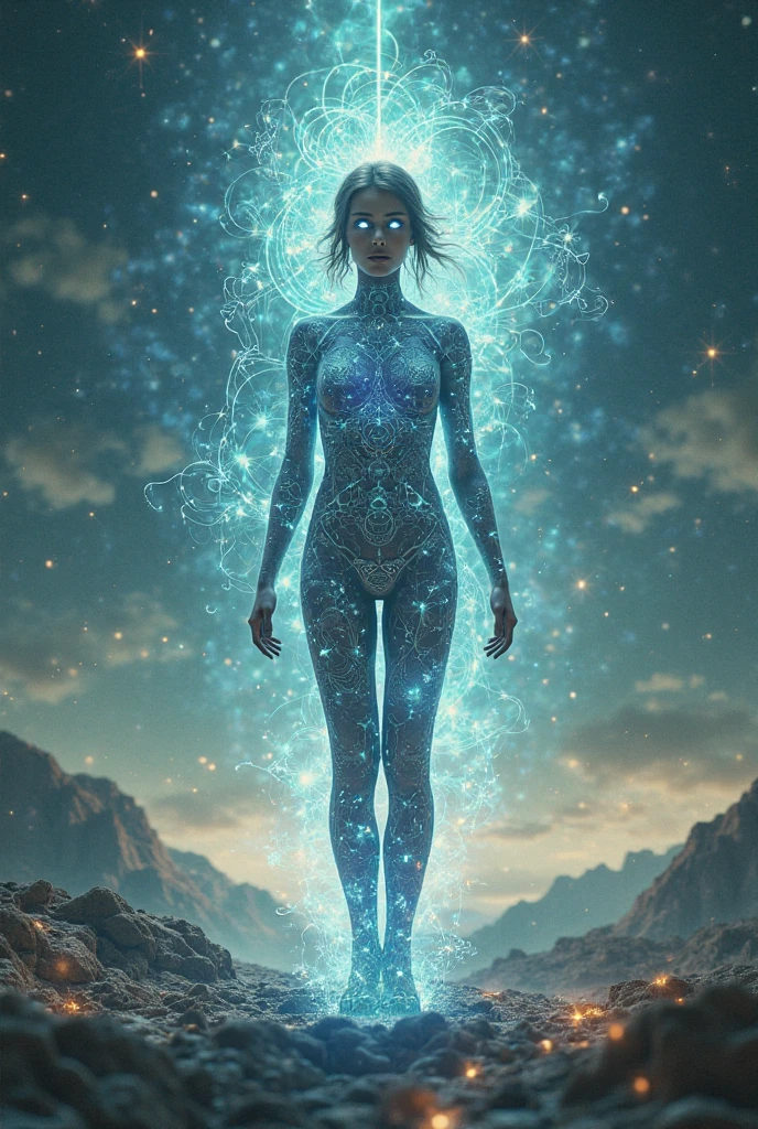 Man of light,write"light Walker "at the bottom, background very bright