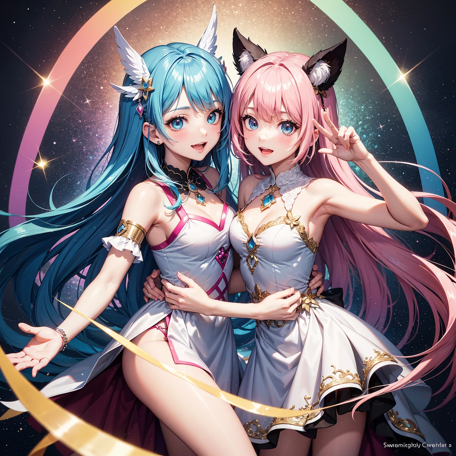 NSFW、Featuring a beautiful alien girl in a tsundere moe pose、Cute and modern anime style logic art design。With a blush、Shy and cute。she、Soft colors、Long flowing hair、She has modern western features and deep indigo eyes.。she最新のカジュアルでポップなモダンなファッションに身を包み、Surrounded by an elaborate and luxurious backdrop。Her outfit is、It is the most complex and luxurious modern space suit.、High resolution with top-notch detail and artistry。The scene is painted in soft tones.、It perfectly captures every nuance without using lines.。The ultimate mix of cuteness and shyness、There is subtle detail in the background。The characters are drawn with a minimalist and attractive design.、The pastel color scheme creates a soft and calm atmosphere.。This image is、Block art drawing techniques inspired by contemporary pop artists、It incorporates elements of modern pop impressionism.。The design、It resembles a modern piece of art where puzzle pieces fit together to form an image.。今回のThe design、With energetic and playful pop dance、It should be depicted in vibrant colors and dynamic poses.。Adding a full range of pop trick art elements、Enhance the sense of depth with 2D-3D。