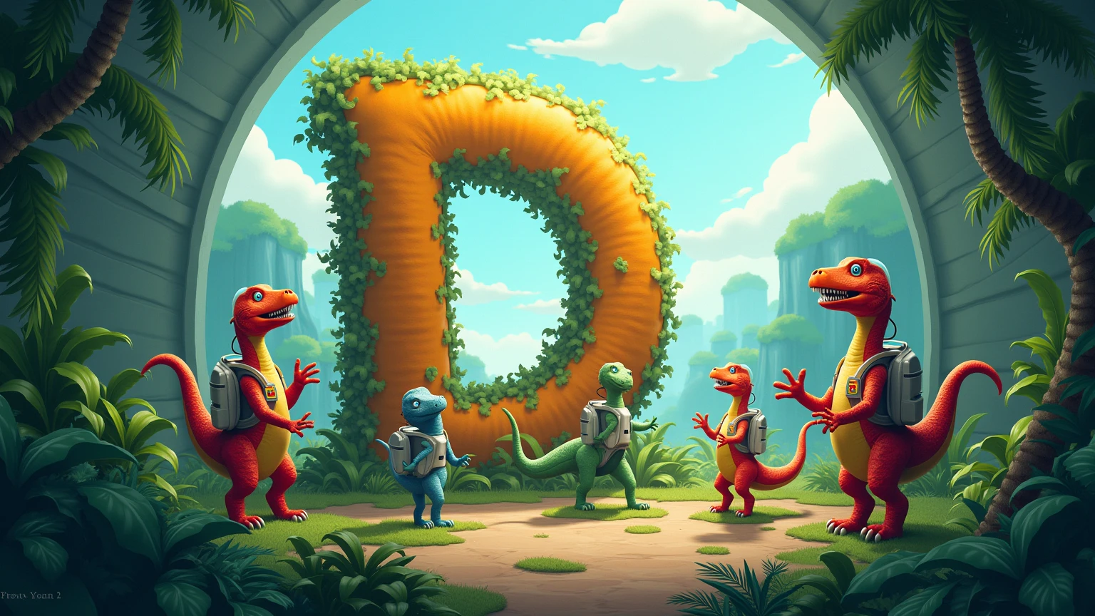 Brontosaurus dinosaurs cartoon kids holding a blackboard