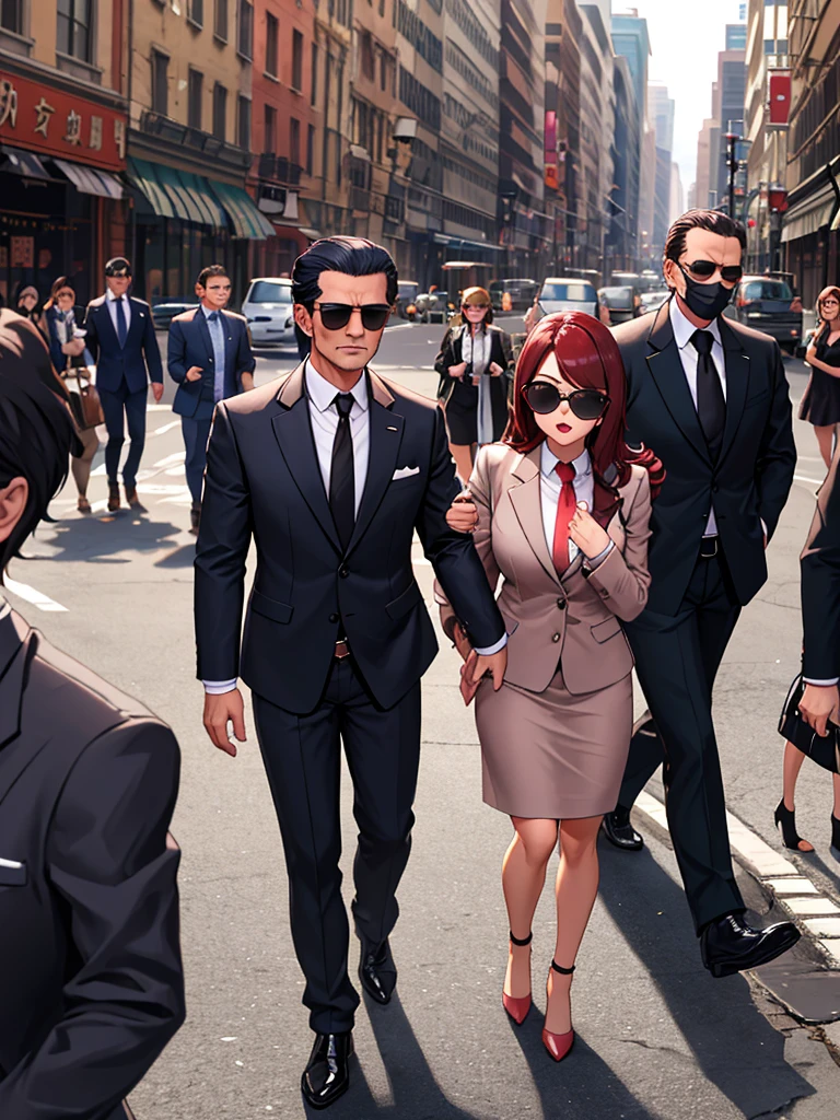 Bowser in a formal tuxedo suit, complete body, matching tie, black patent leather shoes, black sunglasses.
