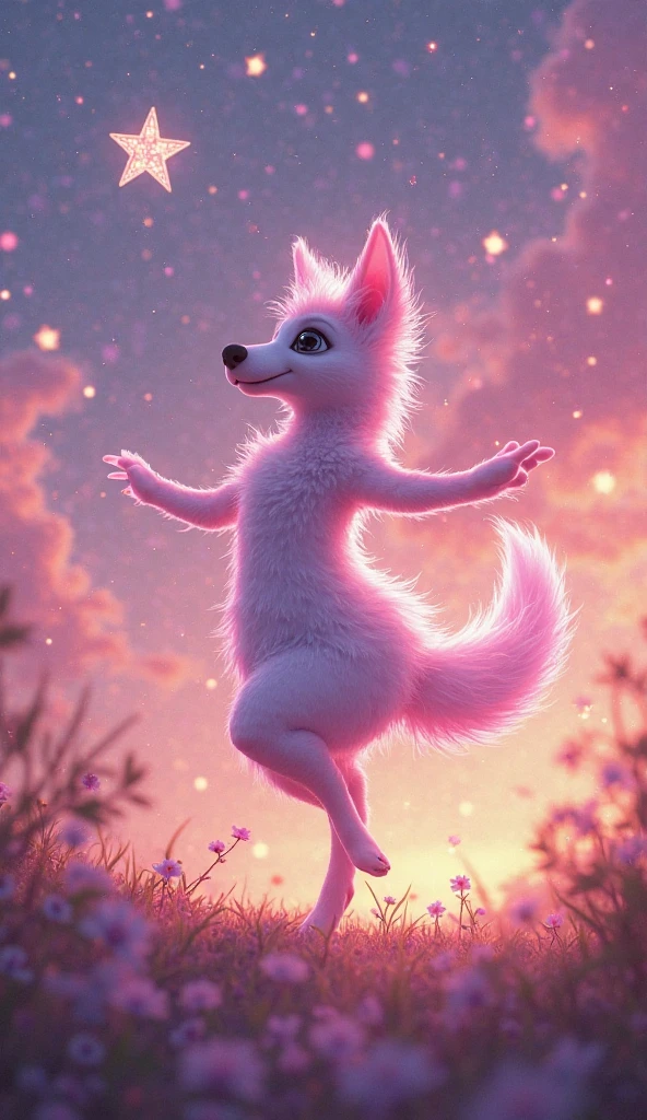 Wolf in dance mood with fun 