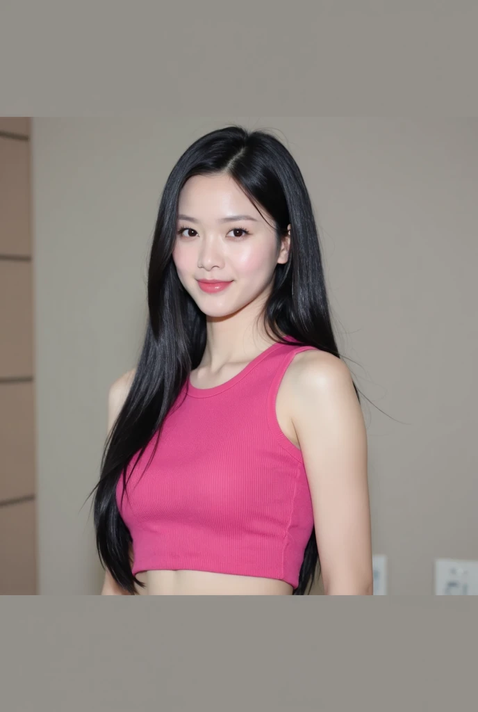 araffed asian woman in a pink top and jeans posing for a picture, ulzzang, tzuyu from twice, belle delphine, jisoo from blackpink, wearing a sexy cropped top, wearing crop top, 2 4 year old female model, blackpink jennie, chiho, physical : tinyest midriff ever, e - girl, e-girl