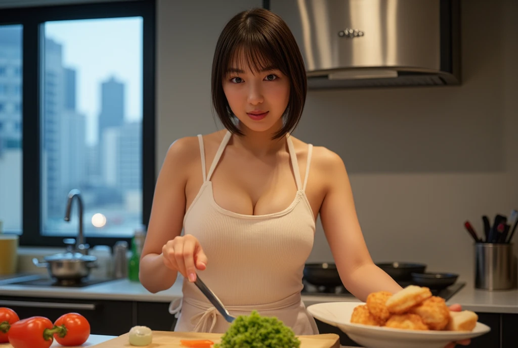 (((shot from above))),Cowboy shot, white skin, (masterpiece: 1.4), (best quality: 1.4), beautiful girl, ((nipples: 1.1)), cute smile: 1.2, teeth, ((big breasts)),((big breasts)),((big breasts)), ((model body)), Japanese, 20 years old, cute face, (sad face: 1.2), ((bondage costume)), bondage, harness, O-ring, line of sight, short hair, barbecue, grilled meat on a griddle, ((full body) Wet water, wet hair)), (((a lot of grilled meat around the woman))), (((lying on the iron plate, on her back))), (whole body: 1.6),(((Exposed breasts))) ,(((Nipples exposed))),,(((Exposed breasts))) ,(((Nipples exposed))),(((Chopsticks placed on chest)))、