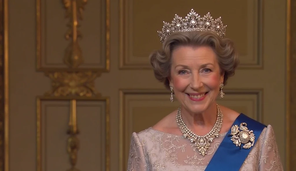 (pov:1.4), (  on face:1.6), (queen elizabeth 80yo crouched on bed:1.4) (holding a huge :1.3) (kissing a  :1.7), (covered in :1.5), (close eyes), (huge cleavage:1.5), huge , (gigantic  saggy breast:1.4), (chiffon white blouse:1.5), (black skirt:1.3), masterpiece