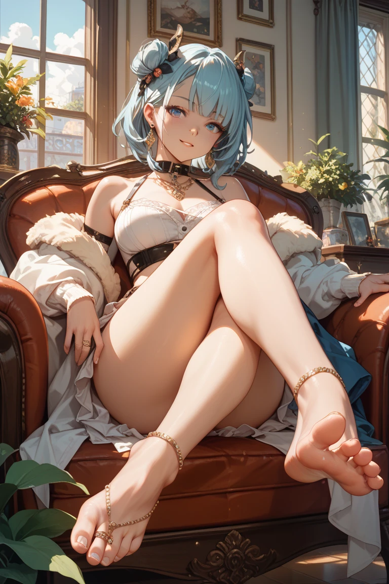 (masterpiece:1.8),(Highest quality:1.8),(Very detailed:1.8),(8K:1.8),(Ultra-fine Illustration:1.5),,,Straight low twintail,Flat Chest,Small Ass,(High-grade metallic silver,,lingerie:1.4),(Prayer Pose:1.5),Vintage sofa,,(Full body angle), Stained glass,