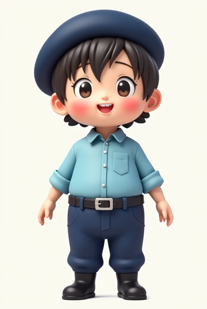 Top side light，A toy for a boy in a blue worker's uniform，Close-up of people, q posket, tchibi, hyung-tae kim, hyung - tae kim, ji-min, kenny wong x pop mart, hyung tae kim, hyung tae, style as nendoroid, Kim Tae-joon, hong soonsang, Nendoroid 3D, next gen, Shin Jinying