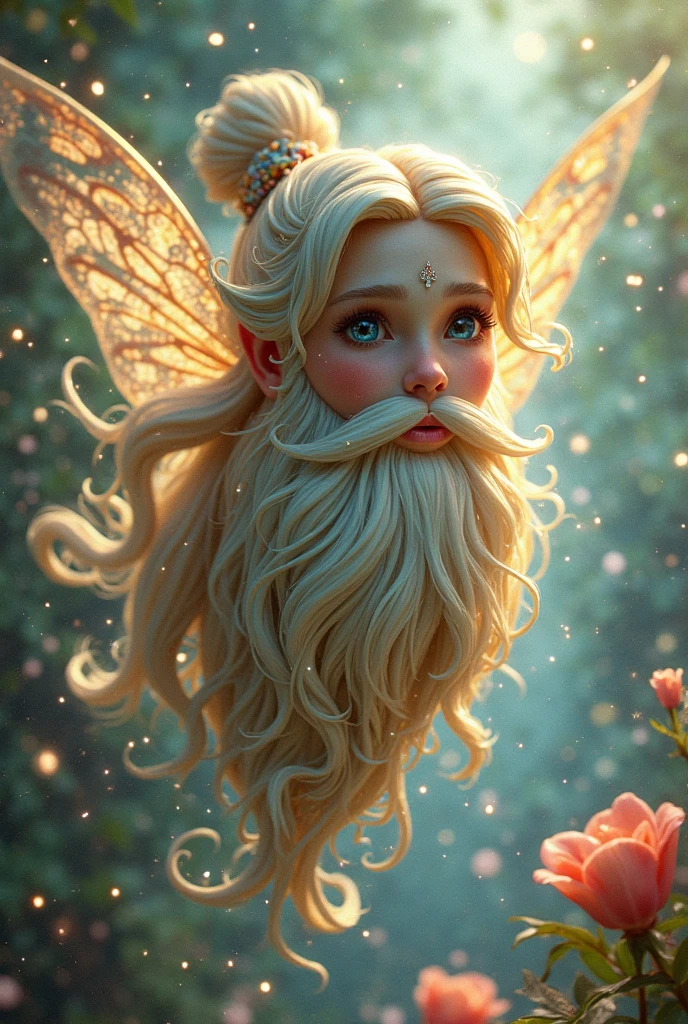 cute tinkerbell with a huge beard