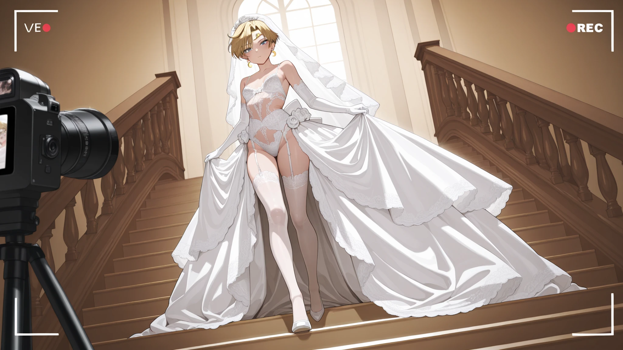 a father （he had been brainwashing by his second son,so his wife and eldest son wouldn't find out,crossdressing,a his second son's room ,wear sexy Wedding lingerie,bride of his second son,have one's first night,swear live as the wife of his second son for life) ,