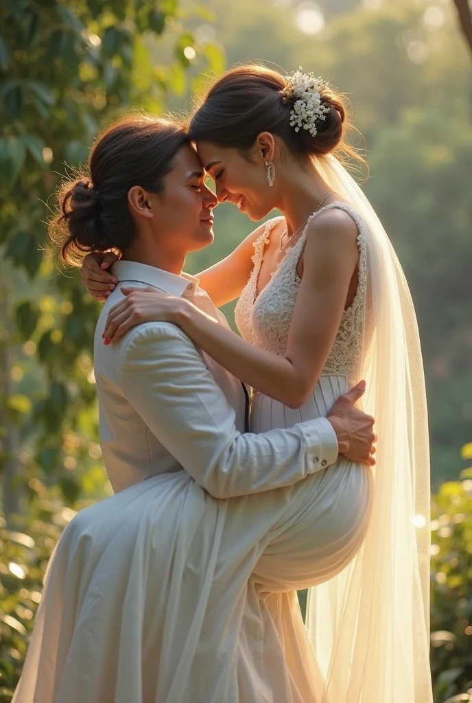there is a mature woman and a girl sitting next to each other, couple, happy couple, lovely couple, kissing,,with her long, in garden, wpol and sarasti, scandy and arender, with wart, potrait, vacation photo, couple pose, during sunset, picture, scenary, full protrait, profile photo, coban, with ivy, at instagram,,