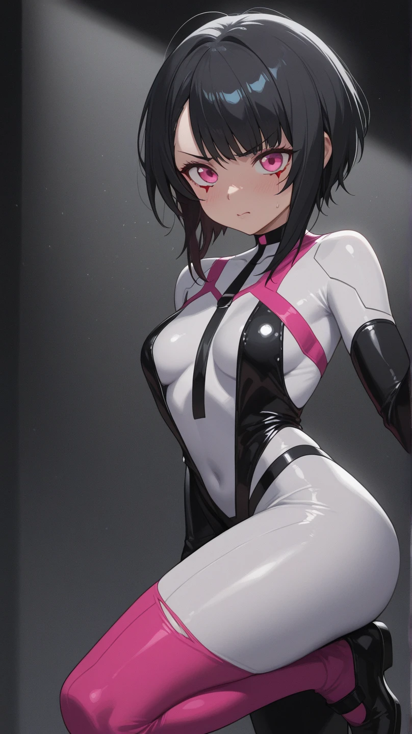 (1girl:1.2),(solo:1.2),masterpiece,best quality,highly detailed,best quality,photo realistic,depth of field,highres,extremely detailed wallpaper,third-party edit,<lora:LyraLoraXL:1>,(seductive smile:1.5),extremely detailed bodysuit,covered navel,red eyes,(showering,holding a shower:1.2),upper body,taking a shower,hand massaging body,fancy bathroom background,from back,