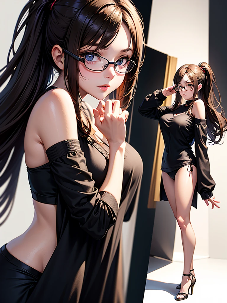((最high quality, 8K, masterpiece: 1.3, Ultra HD, high quality, 最high quality, High resolution, realism)) 、(High color saturation:1.0), (Very detailed肌), (最high quality:1.0), (超High resolution:1.0) ,(Realistic:1.0), (Very detailed:1.0), (8K, RAW Photos:1.1), thin、thin, Muscular body&#39;A toned body like an athlete&#39;s、Fujiko Mine、I&#39;Top of a skyscraper at night、Nice body、Wearing a black motorcycle jumpsuit、Unzip your pants enough to expose your cleavage