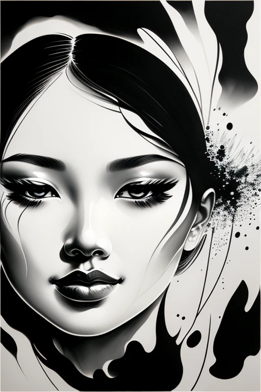 Ink painting,Black and white painting,splash,Courtesan and butterfly,Dynamic movement and powerful brushstrokes、
Drawing strokes drawn with rot ring 0,