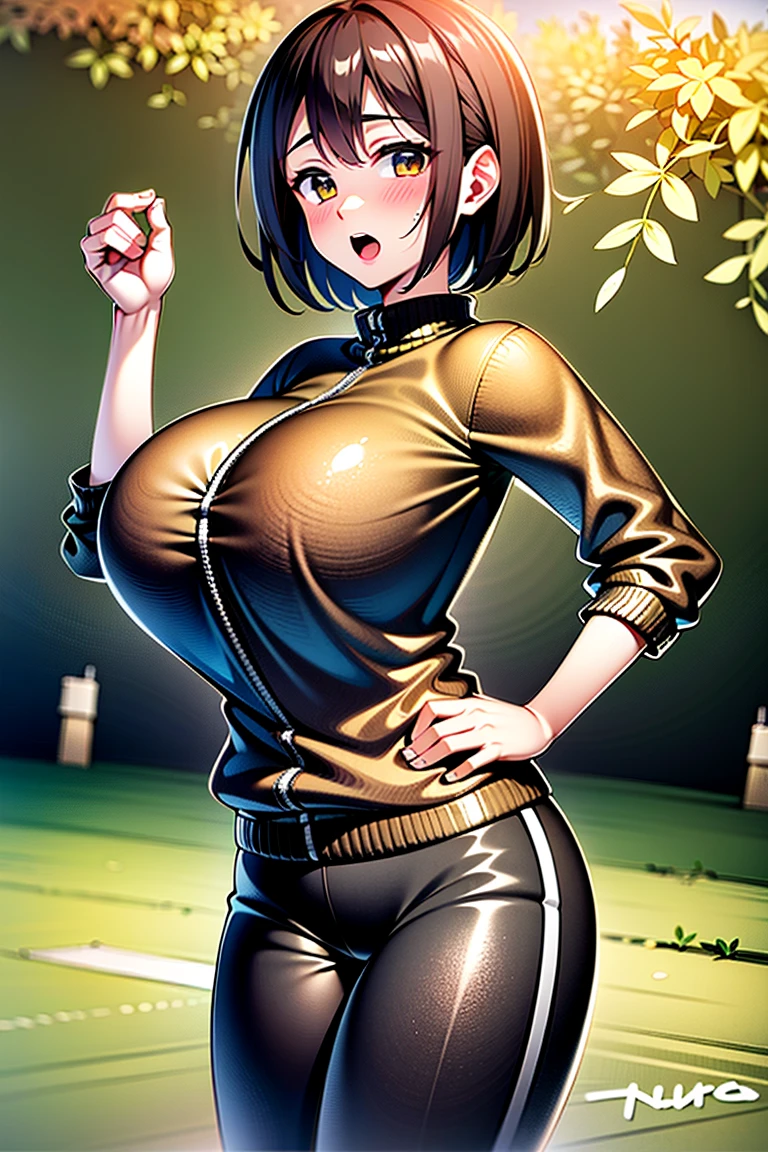 absurdres, highres, best quality, kino \(kino no tabi\), clothers, jacket, outdoors, goggles on head, large boobs, cameltoe, sexy,