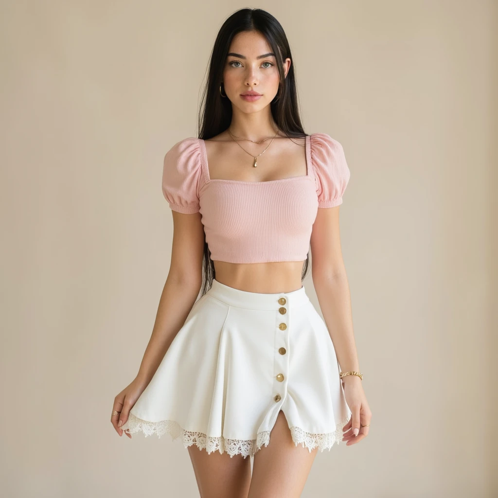 ((best high quality:1.2)), Work of art, 8k, extremely detailed, ((High detail:1.2)), (HotLexi woman), Solo, ((24 year old pretty perfect stereotypical Polish female:1.4)), (micro-skirt, cropped),