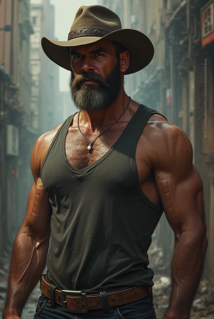 hot hunky handsome man with humongous extremely enormous very large and round hairy pectorals, tight camouflage tee cropped above nipples, and military hat, navel, nipples, bara, male focus and
