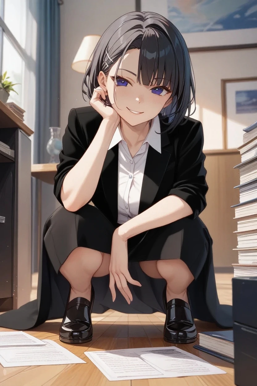 最佳质量,杰作,男孩的照片,蹲下,校服,小男孩,皇家, (8k, best quality, masterpiece:1.2), ultra highres, intricate details,
(1boy;1.2), (beautiful face:1.2), jk suit,white shirt,black bow, bowtie,black skirt,plaid skirt, pleated skirt, puffed socks, loafers, Harajuku, punk,loose socks,short hair,leg warmers, gyaru,purple hair,male focuse