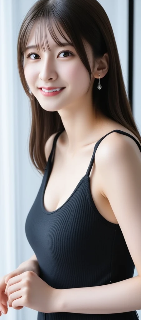 Girl VN08、Wearing a tank top、Wearing ultra-realistic pantyhose、Embarrassed smile、