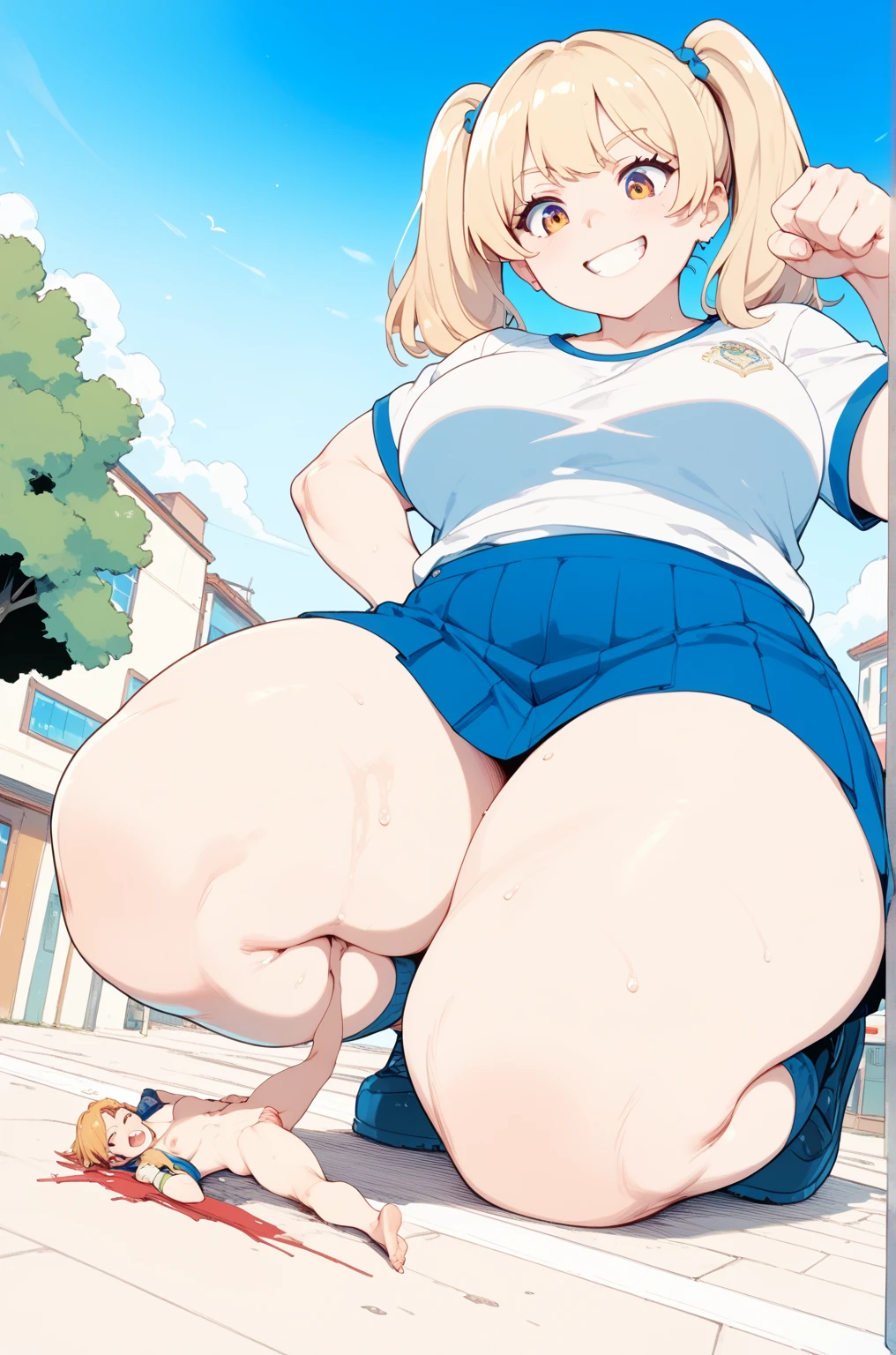 ((((pink orange hair++++++++, blue eyes++++++++)))), (((outfit, mini skirt, uniform blouse tight at the bust, half buttocks sample, bulging fleshy thighs, big-ass, Waist slender, big boobies, perfect girl face, sandals, cocked ass, meaty round ass, fleshy round breasts, soft skin, sweaty girl, panting girl, Shy girl, passionate look))), ((((Muchi Muchi manga style++++++)))), ((((Schoolgirl outfit++++)))), ((((posing for a photo++++++, looking at the viewer++++, alone in the center of the room++++++, sexy pose++++++)))), ((Boa Hancock++++, Aphrodite from Ragnarok++++++, Fujinoke Nene from Hajimete no Gal++++++, Aqua from Konosuba++++++)), (((Hentai Art++++++, sweating intensely++++++, perspiration++++++))) , (((character alone in the scene++++++ , full body++++))), (((woman in a tight blouse with low neckline++++, woman in a school miniskirt++++, long velvet pantyhose on her thighs++++++))), (((art with better contrast++++, art with better sharpness++++, art with better shading++++, art with better resolution++++, advanced art rich in details++++ ))), ((Smiling woman++++, woman with smooth skin++++, beautiful woman++++, naughty teen++++, hot woman++++, erotic art++++++))), ((best quality++++, masterpiece++++, full HD++++, best clarity++++, high quality image++++))))), (((sexy woman++++, standing++++, lascivious appearance++++, clothes squeezing thighs++++, clothes squeezing breasts++++, bimbo body++++, big breasts++++, round breasts++++++, thighs plump++++++, sexy body++++, slim waist++++, big ass++++++, round buttocks++++))), ((full lips++++, sweaty skin++++, wearing student shoes++, sexy college girl++++))), (((bangs in hair++++, short hair++++, tall hair++++, hair with ponytail++++, hair clip, cloth armband))), (((cozy atmosphere++++++, luxury salon++++, organized environment++++, balanced colors++++, scenery rich in details++++++, masterpiece++++++))).
