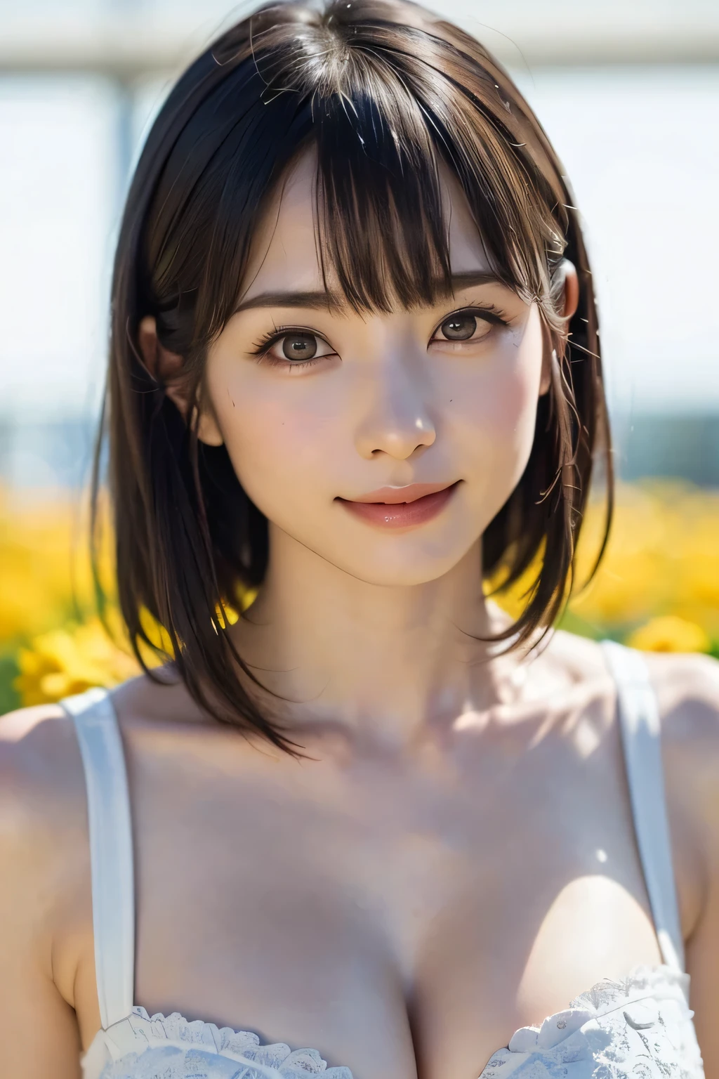 (((Exposing breasts 1.6))),(((Exposing breasts 1.6))),(((Exposing breasts 1.6))),masterpiece, Highest quality, 8k, Absurd, Beautiful medium long bob hair,Woman in her late 20s, That shy expression is cute, (Sensual Style),((Seven episodes were filmed.........1.4)), (Completely naked 1.5), No makeup, The near road and the far road, Written boundary depth, Surreal, High resolution, photograph, Sharp focus, Face lamp, Dynamic Lighting, highest detailed, ,Extreme detaileds、Super detaileded、detailed、Real Skin、elegant features、Positive and optimistic、(The background is a colorful flower field)