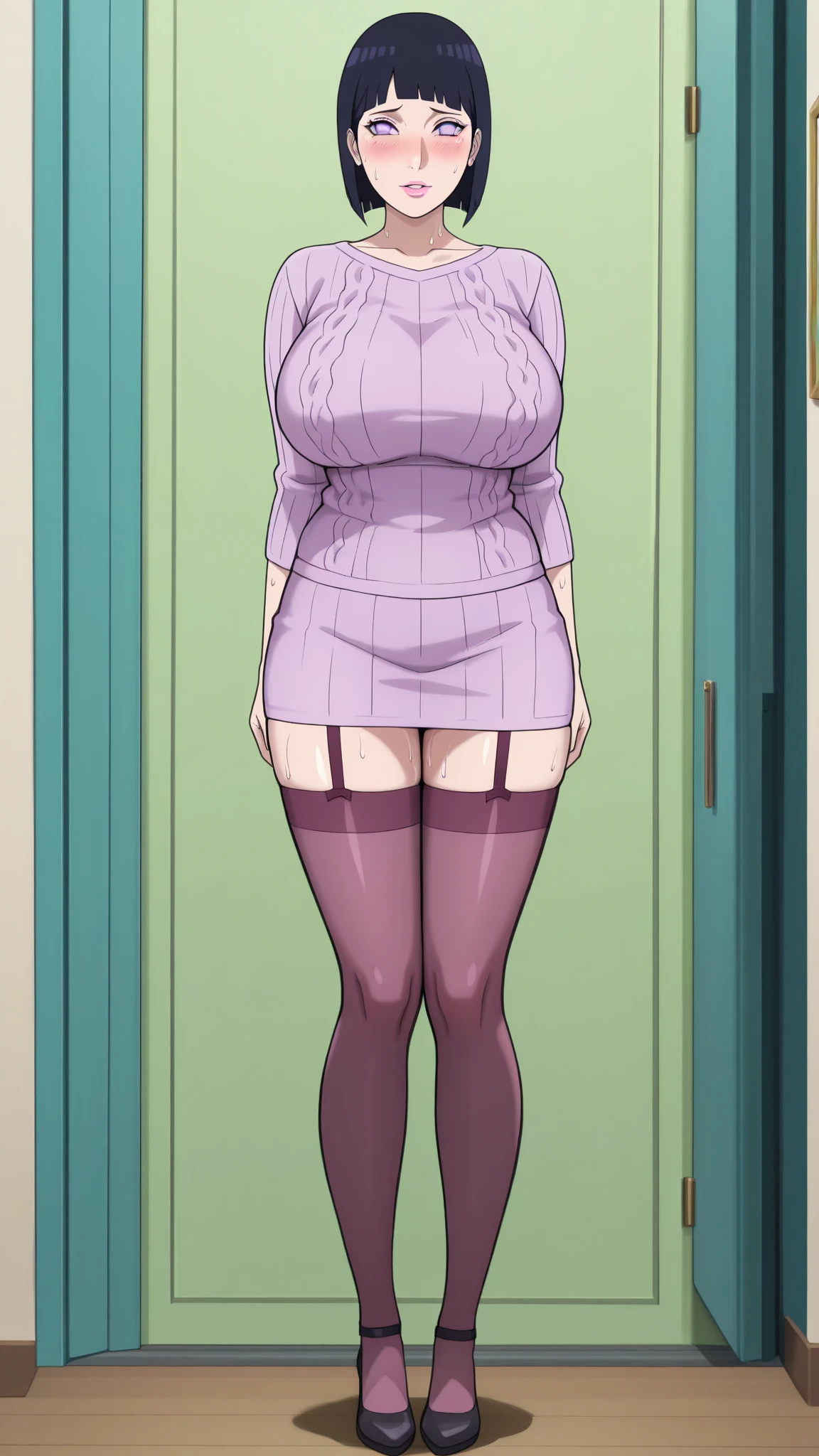 (masterpiece, top quality, best quality, highly detailed:1.2), 1girl, solo, photo of a embarrased sexy woman standing in a public bathroom looking down at her soiled diaper, diaper, wet diaper, messed diaper, diaper mess, wetness indicator, diaper under clothes, clothes pull, diaper under stockings, m4 patterned diaper, tape ons, public bathroom, bathroom, toilet, bathroom stall, indoor, standing, purple chiffon blouse, black miniskirt, red high heels, red hair, brown eyes, blushing, frowning, golden bracelet, stockings, red lipstick, large breast