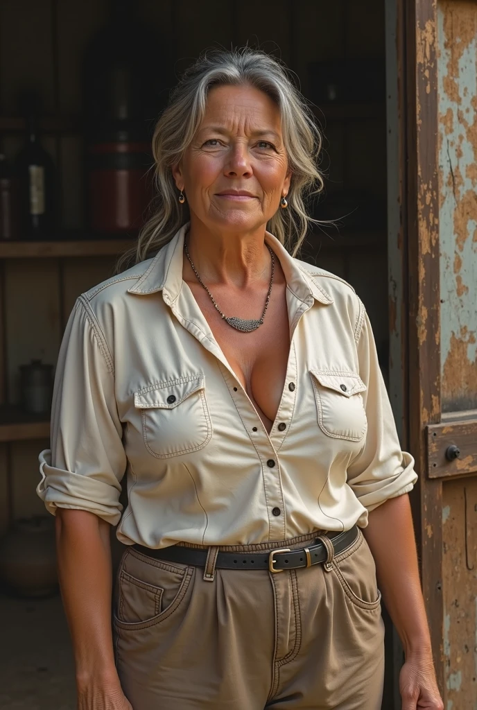 ((Realistic lighting,It's like a movie promo effect, best qualtiy, 8K, tmasterpiece:1.3)), ((50-year-old woman,Black eyes,sad,8-pack abs)),sharp fokus:1.2, , Perfect figure,looks into camera,The face is delicate,((Gray hair)),(Sleeveless fitted sports vest),big laughter,the night,playground,Ultra-fine face,Fine eyes,二重まぶた