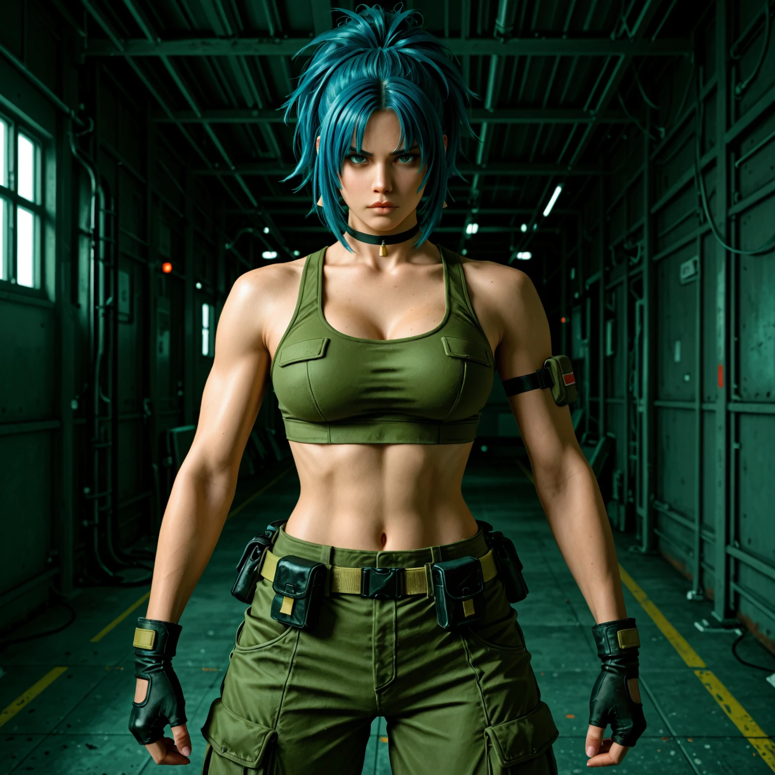 Bulma from Dragon Ball, lucha wrestler, micro bikini, nipslip, areola visible, wrestling ring, muscular body, dynamic pose, dramatic lighting, highly detailed, photorealistic, cinematic composition, vibrant colors, dramatic shadows, hyper-realistic, 8k, best quality, masterpiece nipslip, areola exposed, nsfw, nude, naked