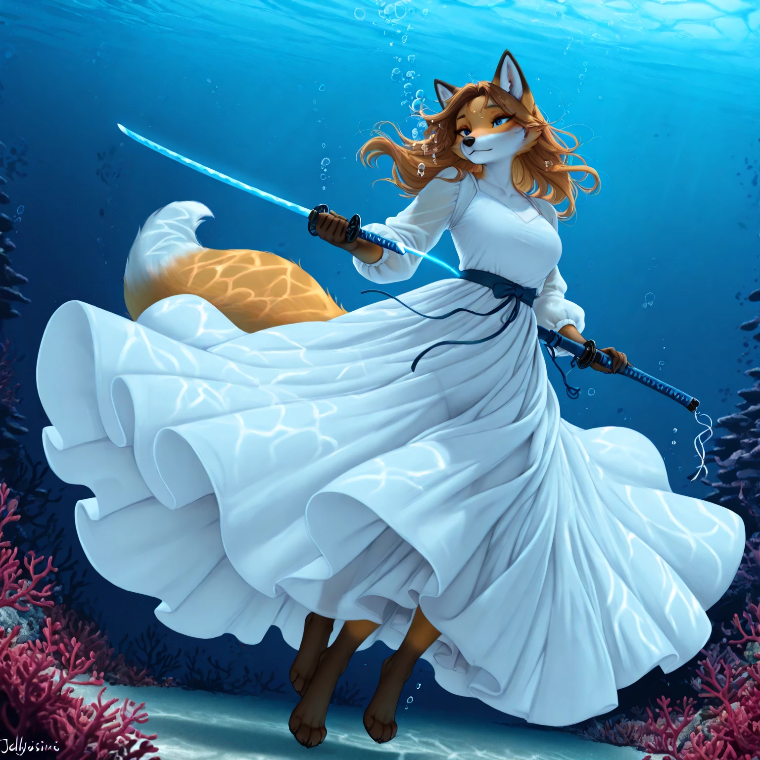 (masterpiece:1.2), (highly detailed:1.2), (intricate:1.2), (best quality:1.2),(8k:1.2),
cinematic light, vivid colors,
 [anthro cat : starfire : 0.7], red hair, long hair, green eyes, orange skin, sea, sand, blue sky, tropical island background <lora:StarfireTT:1>, (detailed fluffy fur:1.2), (wet fur:1.2), (fighting stance:1.2),
(ral-blueresin glowing transparent maid dress:1.2), <lora:ral-blueresin:1>