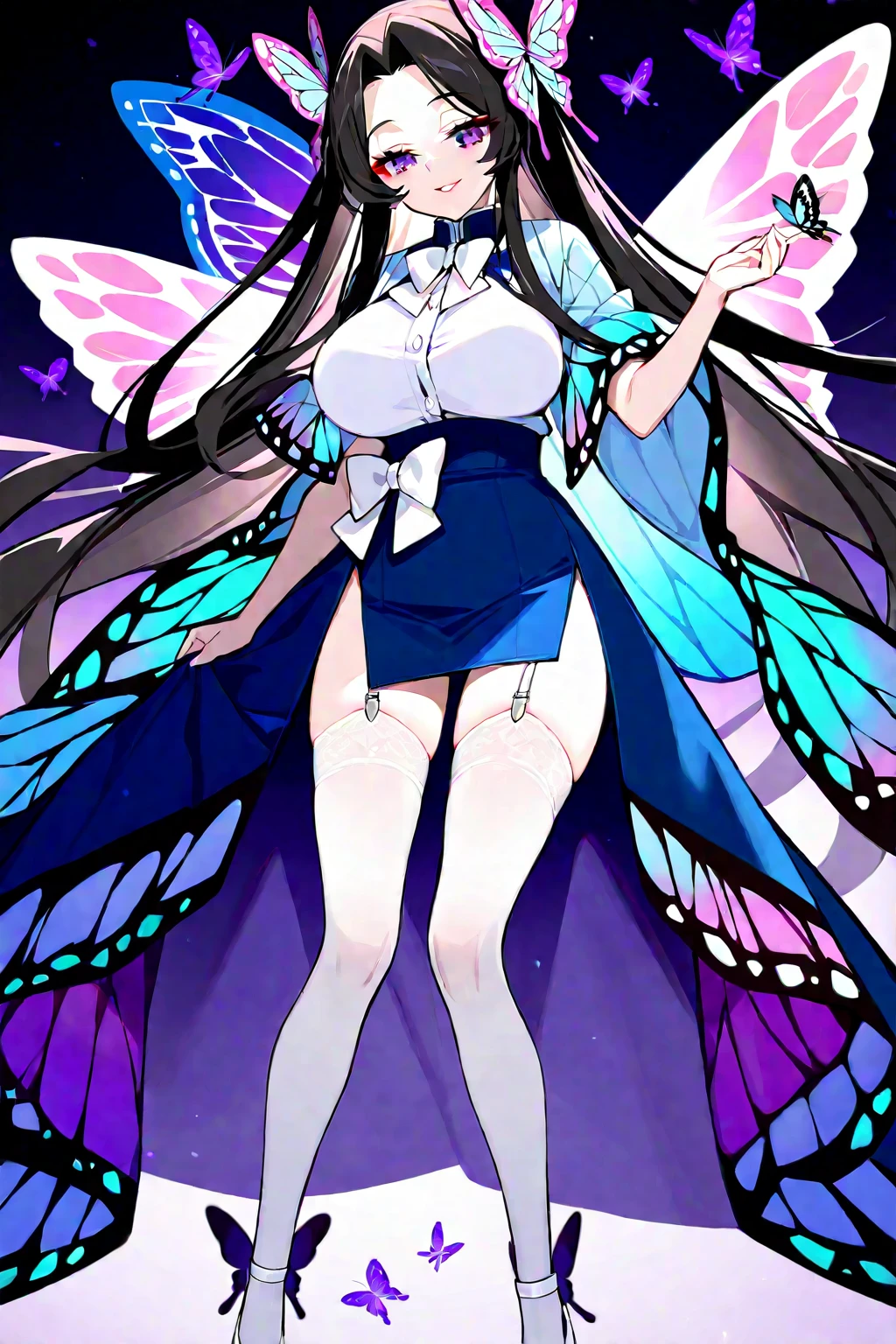 masterpiece, best quality, very aesthetic, absurdres, 1girl, mature_lady,white_dress,(cum_on_body:1.2),,kuroyukihime, accel_world, 1girl, antennae, black_hair, long_hair, very_long_hair, red_eyes, butterfly_wings, insect_wings, wings, hair_ornament,,in a playground,floating_clothes,