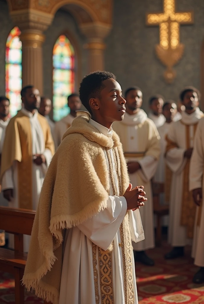 A young african man who his in the church 