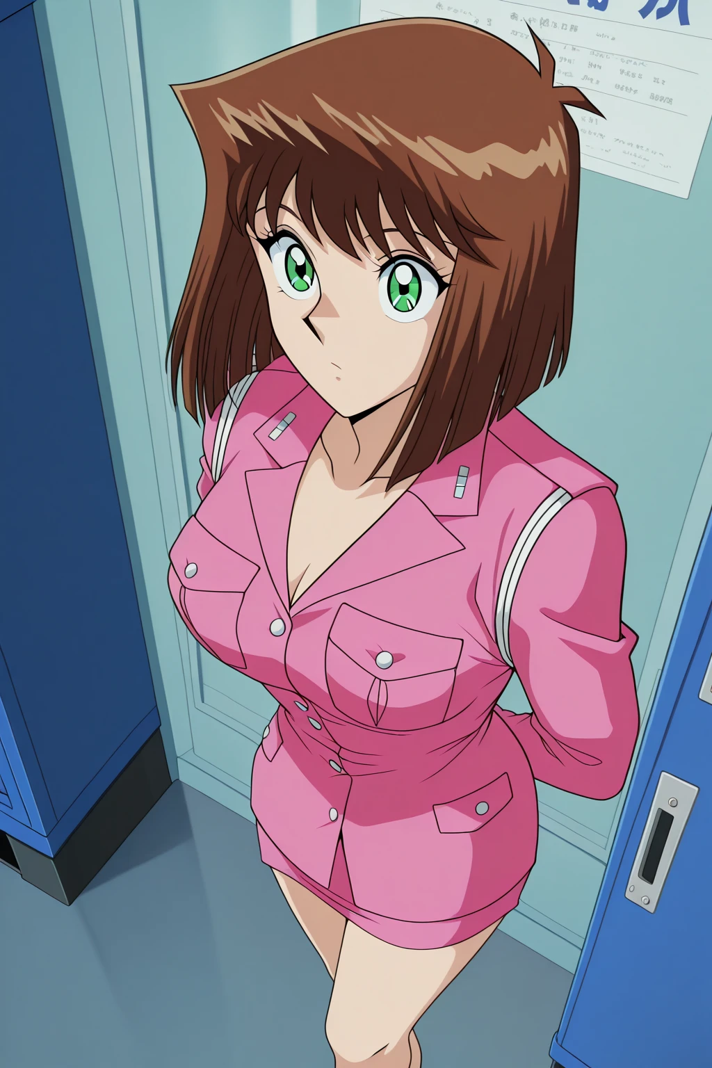 1 girl, Sayla Mass, elegant, table top, Complex, パンツが見えそうなほど短い超ミニskirtのアーミーピンクの制服ワンピース............、pure white panties、Please squat down and show me your white panties.............、超ミニskirt ミニスカではパンツが見えます、white panties、realistic, highest quality, absurd, high facial detail, perfect eyes, 18-year-old, cowboy shot, realization、, Bright colors, pink uniform, skirt、photograph、Gravure shooting style、real image、best image quality、1 girl, Sayla Mass, elegant,spread legs,white pantiesーを見せる, table top, Complex,超ミニskirt、white panties、 realistic, highest quality, absurd, high facial detail, perfect eyes, 18-year-old, cowboy shot, , Bright colors, white uniform, skirt