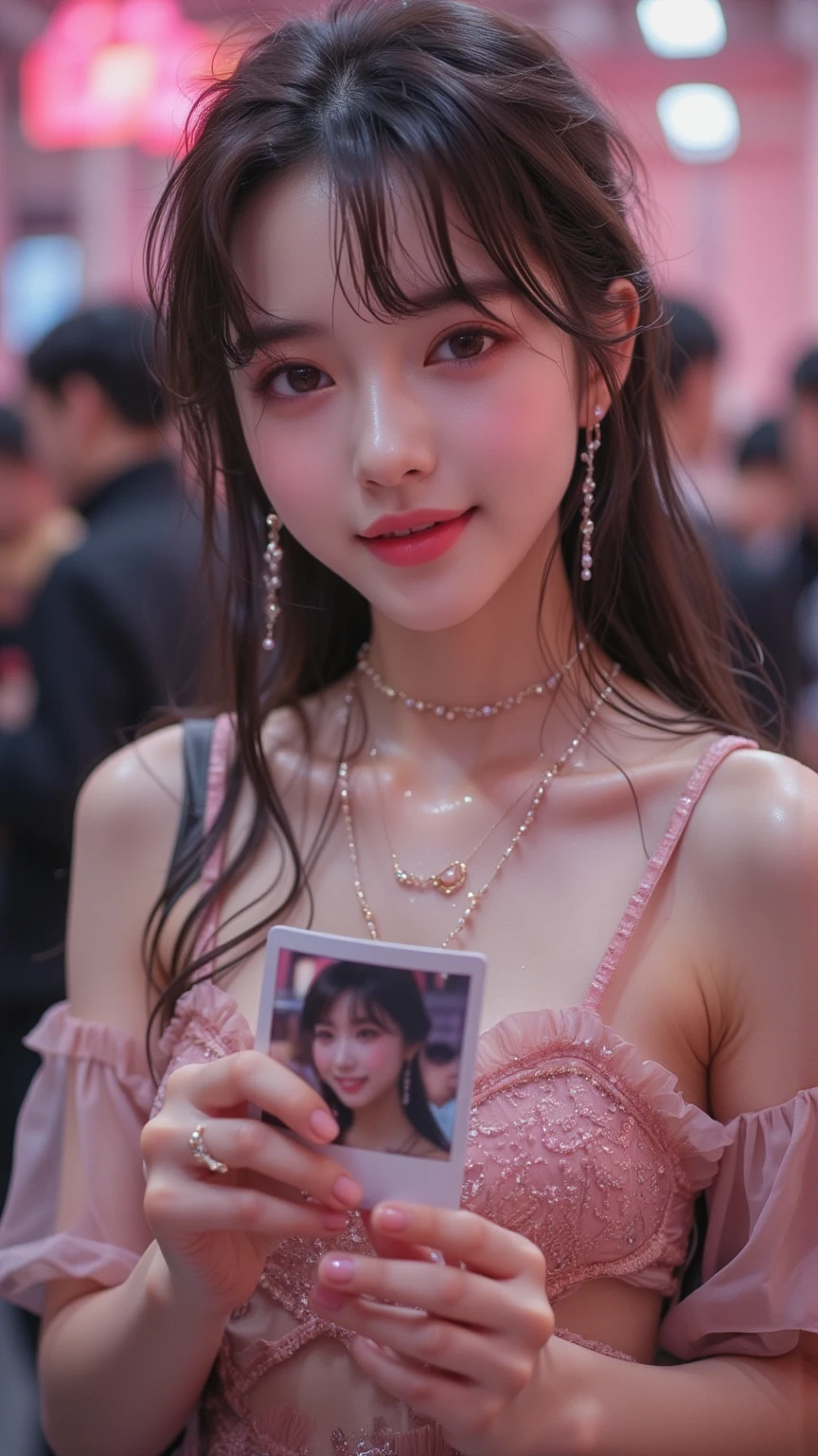 alafed asian woman,long whitr hair,wearing a pink dress, 8k selfie photograph, young lovely Korean faces, ulzzangs, young cute wan asian face, xintong chen, jaeyeon nam, wan adorable korean face, girl cute-fine face, Gorgeous young Korean woman, hwang se - on, beautiful aesthetic face, Young and cute face