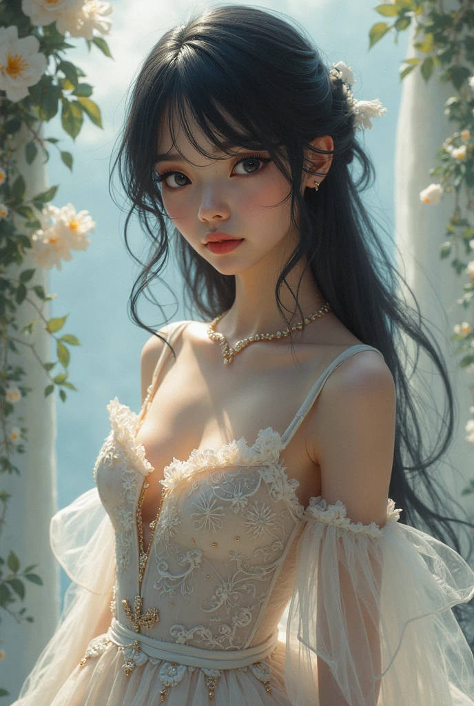 {{{{{3,318 trillion pixels high resolution, nsfw, Realistic scenery and lovely girl, In this scene the heroine is chosen as a human pillar and sealed in a kneeling posture with her legs spread in an M-shape where she is raped endlessly while staring blankly into the void, A full whipped deep cleavage rapidly emerged, the charm she exudes spurs forces her to lift her legs and open her legs and continues to fuck, thicken the lips look pretty, Boobs are fluffy and bouncy, Tits that get rounder bigger her deep tight cleavage}}}}},{{{{{A neat girl who stands on her knees and opens her crotch traces her crotch with her fingertips and with a faint moan experiences her first climax and becomes a little more mature and innocent masturbator, Higher concentrations of female hormones in the tank will make her moan all the more as much as she wants, white cheeks, The moment when the eyes of the heroine's girl are replaced with kaleidoscopic irises, magical in a romantic Cylindrical crystal herbarium showcase filled with female hormone, Herbarium-soaked her tits become so plump that they break the blouse of an even smaller-sized girl and her hair grows longer and sexier while she still looks like a girl, Cuteness preserved forever shining in exchange for life from her, wearing cute ribbon blouse and skirt, frills scrunchie on her wrist, her beautiful slender underbust, slender curvy cute waistline, an lewd fetish for lips and necks and waistlines, her clearer nip line from underbust to hips, gloomy straight black wig, thick vivid lips}}}}},{{Extremely detailed}},{{{{{heroine girl's Sexually unused body with pure and innocent aura}}}}}