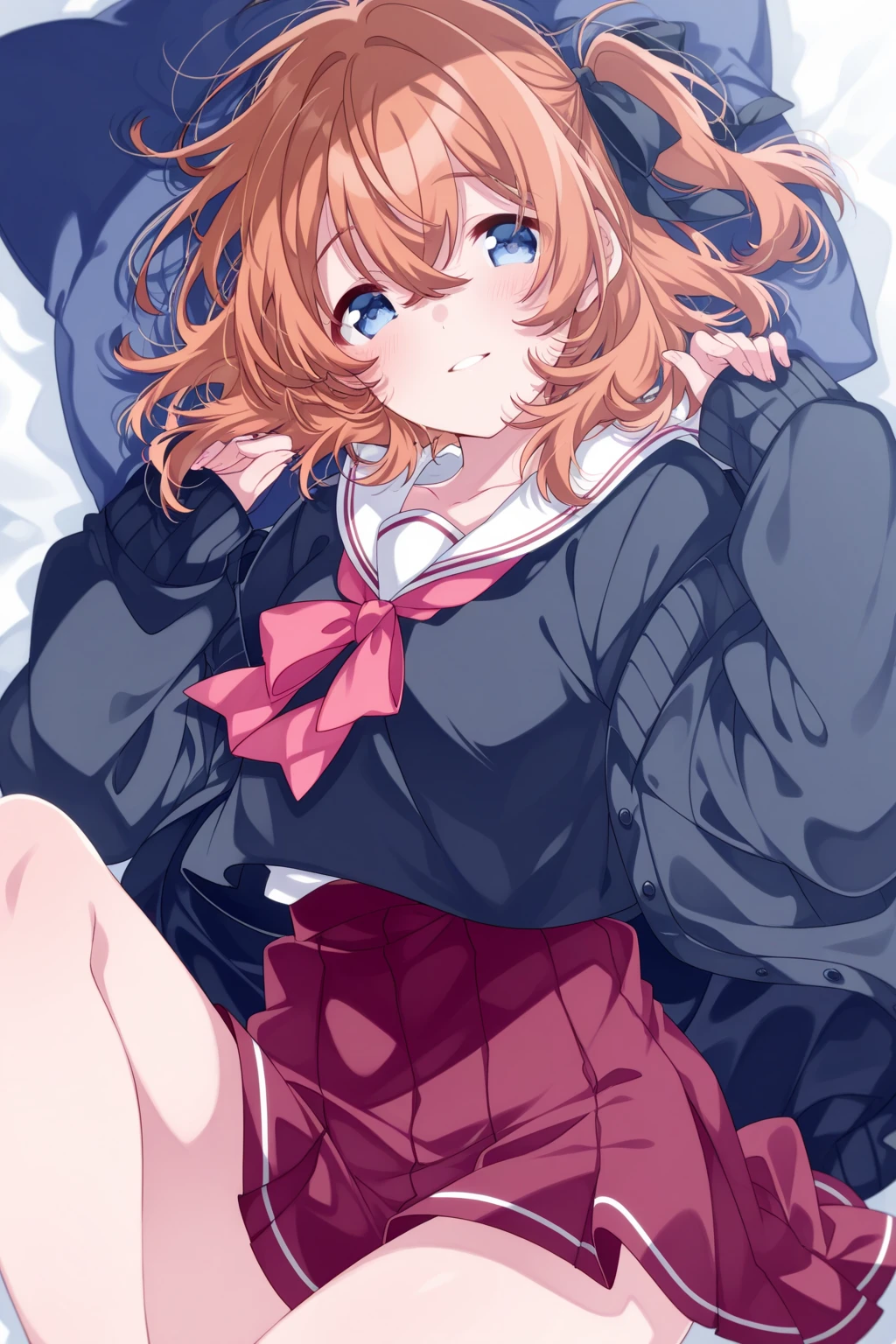 Close-up、(((blonde hair)))、(((vaginal sex))),((having sex)),((sexual position missionary))),wavy short hair、cute、summer:1.3、shirt:1.3、、skirt(((Highest image quality、High resolution、masterpiece、one woman)))、((((embarrassing:1.3、)))、(((cute)))、Super delicate and cute girl with black hair、soio、a high school student、16 years、8K Ultra High Definition、Delicate texture、short wavy Hair、flat chest、 ((Plaid mini skirt)))、(((Wear a cardigan over a collared shirt)))、(((navy colored high socks))),,))),,Plain clothe、Smiling,spreading her legs,exposed panties,nsfw,middle breast,living room,lying down on the sofa,spreading legs open wide with knees bent,creating the shape of the letter M,(((detailed race white panties))),showing armpit,having sex,,penis insert,splash semen,
