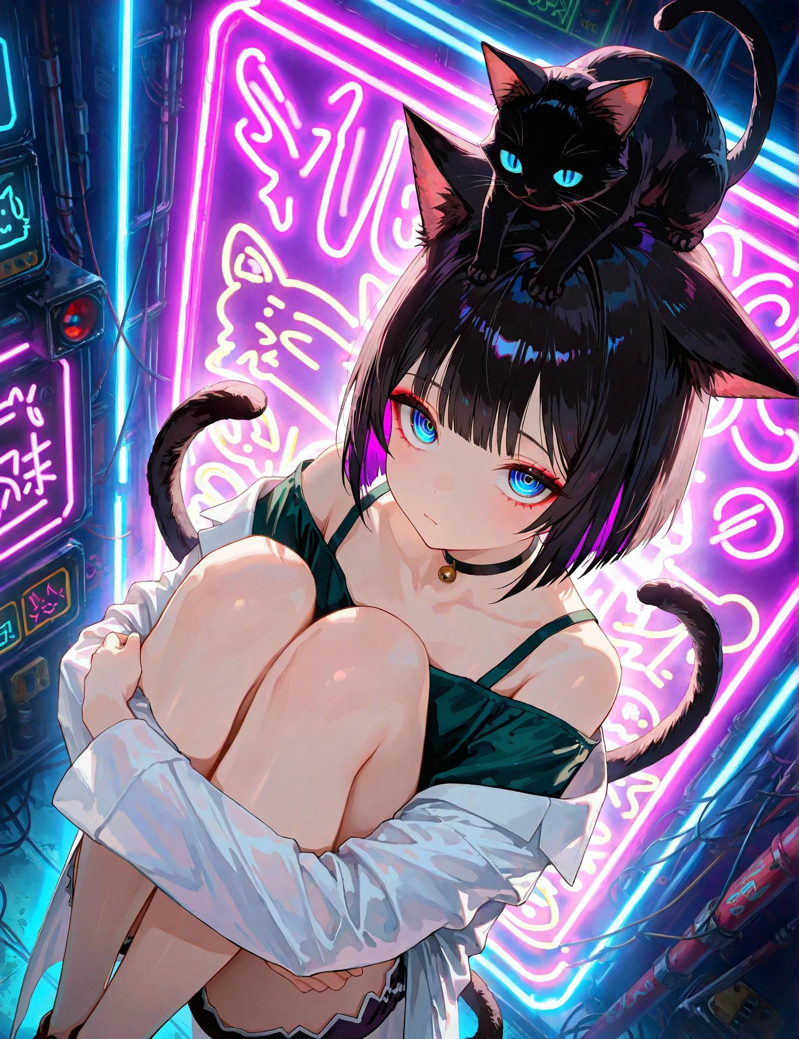 woman,25 years old,,city,night,(((white and blue tight miniskirt bodysuit))),,open mouth smile(())glasses,((beautiful long ponytail)),(()),blush、surprised face,(((Tentacles wrap around the body))),(())(((raped by tentacles)))