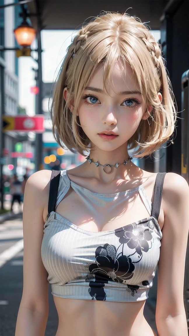 a 25 yo woman,(hi-top fade:1.3),long curly windblown white hair, dark theme, soothing tones, black gown, high contrast, (natural skin texture, hyper realism, soft light, sharp), looking at viewer, natural makeup, medium breast, perfect composition, high detailed hair, necklace, clear sunglasses
