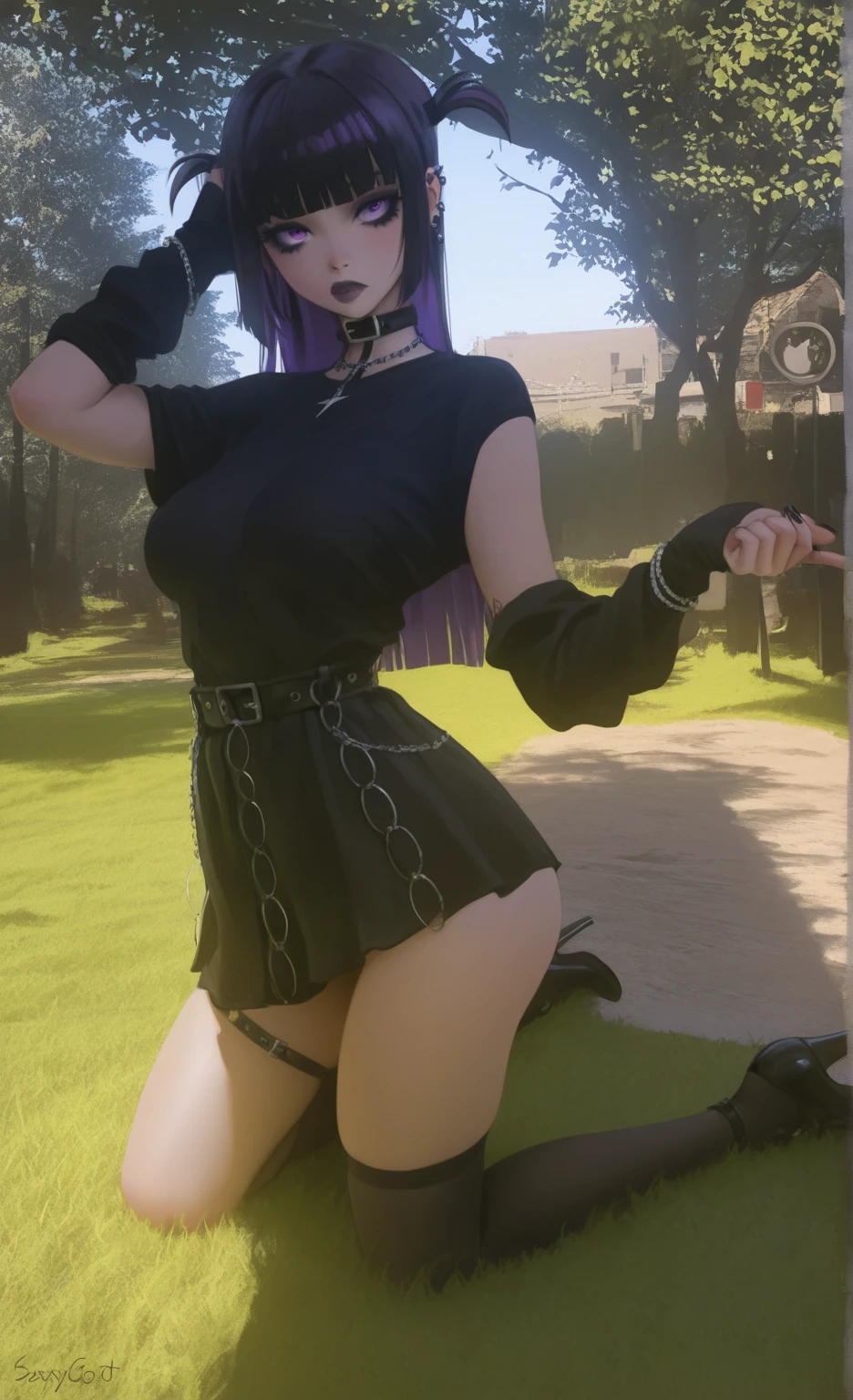 purple hair,bottomless,20 years old,nsfw:1.5,from front,from below:3,angry fase,paipan,skirt lift:2,knees up