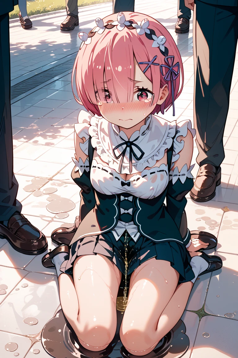 (masterpiece、top-quality、ultra-detailliert)、((1 loli girl))、((silver hair French braid))、light blue eyes、she is looking his penis,evilsmile、piercings、((very Bigger breasts))、White camisole、shortsleeves、cleavage、Black pleated skirt、(cameltoe,pussy,)、(white long slouchy socks)、loafers、(squatting)、Taken from below、street Background,(((see through camisole)),(((visible Nipples)),((smile)),((Mesugaki)),((grin)),red school bag,red backpack,((spread legs)),show off pussy, BREAK a Naked boy,pov male masturbation,((boy show off the penis)),penis to her face,((penis)),squeeze own penis,((eject cum)), ((cum,sperm,semen)),((ejaculation semen)),((ejaculation cum))