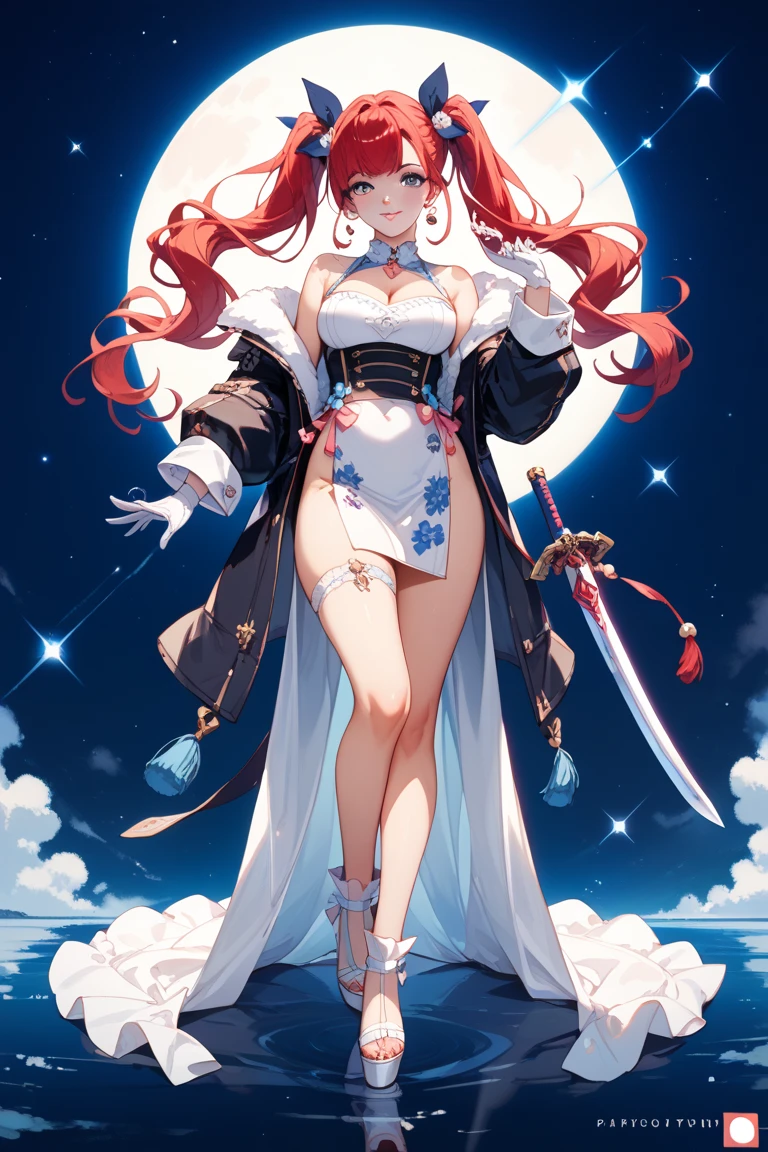 ( Qualidade 8k ), ( Melhor qualidade ), ( Ultra HD ), ( Anatomia do personagem perfeita ), ( perfect lighting ), ( Foto corpo inteiro 8k ), ( Detalhamentos perfeitos ), ( Detalhes do personagem perfeitos ), ( Details of the perfect setting ), ( Obra Prima ), ( Simetria do rosto do personagem perfeito ), ( Construction of the body of the delicate woman character ), Uma linda bruxa, cabelos lisos azuis, olhos rosas, com corpo perfeito, rosto perfeito, torso, pernas, Arms, usando um lindo vestido longo vermelho reluzente e formal, com capuz, com um manto sobre seu vestido, (( Manto intrincado )), (( Mantle fluttering in the wind )), raising one hand to the moonlight evoking rays of the Blue Full Moon, (( Evocar Raios )), (( cinematographic effect )), beautiful countryside setting with forest background at night of Blue Full Moon