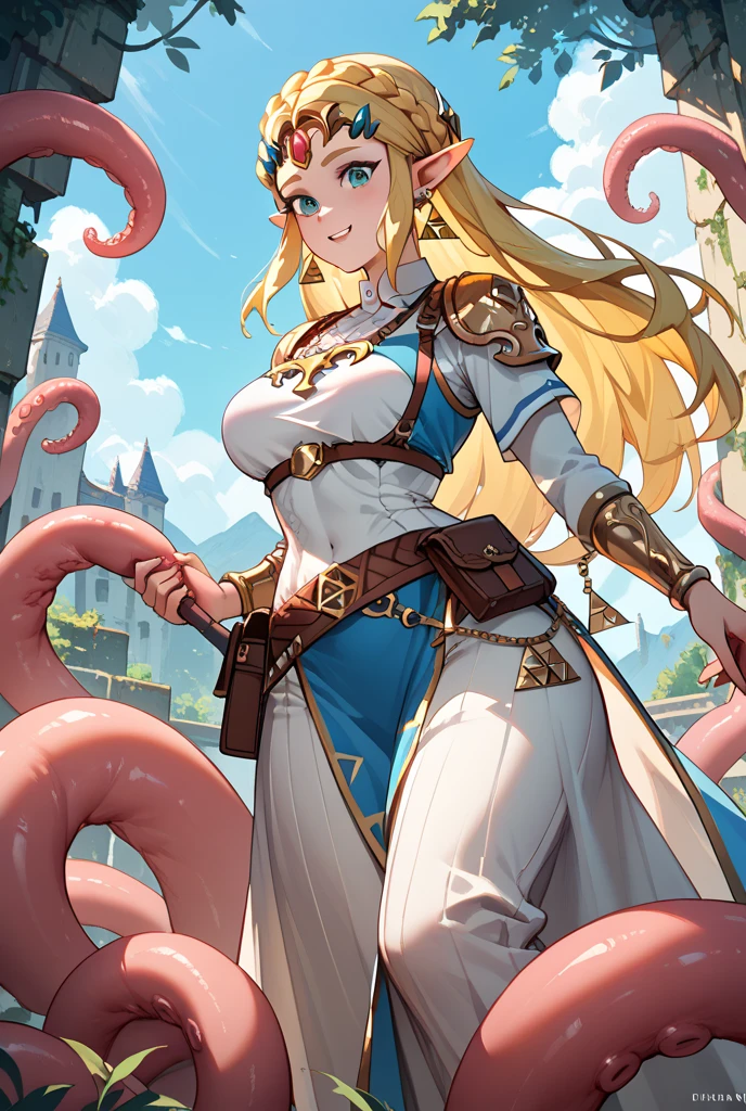 Zelda having sex with an octopus。Zelda having sex with tentacles. (The Legend of Zelda: Breath of the Wild).masterpiece