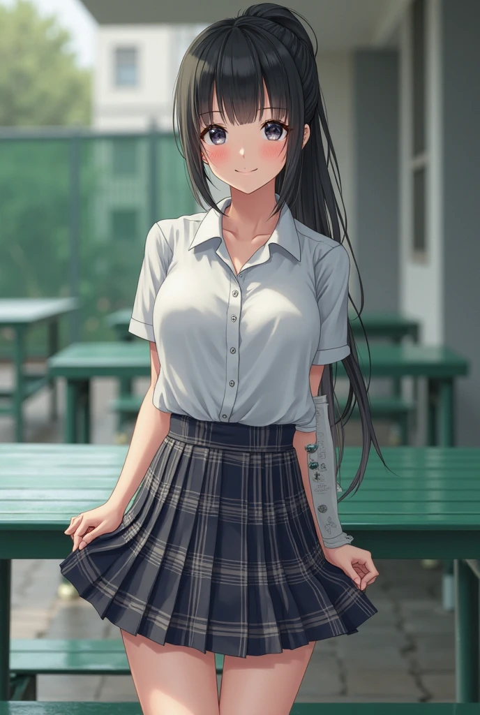 masutepiece, masterpiece、top-quality, ultra-detailliert,、hight resolution, hight resolution、,8K Portrait, Unity 8k Wallpapers、extremely details CG、Unity 8k壁纸, Highly detailed CG Unity 8k wallpaper、realisticlying, realperson, Portrait photos,shinny skin, girl with(16 years old 1.5)、high-detail、Beautiful clear eyes、Ultra-fine depiction、delicated face、Lovely lips、big breasts thin waist、Thin leg、((Flat:1.4))、(sitting on chair in classroom:1.8)、NSFW:1.8、Clothes get wet:2.0、 (( You can see the sheer uniform with a see-through bra:1.2))、skirt by the