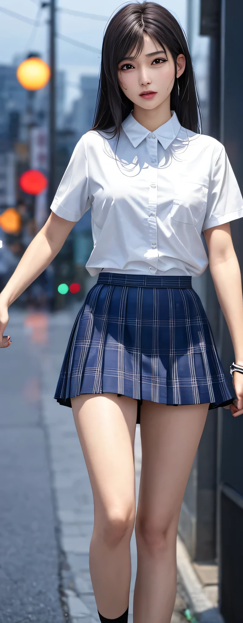 15 years old、middle School girls、uniform、School、Looks embarrassed、NSFW、short skirt、Erotic、