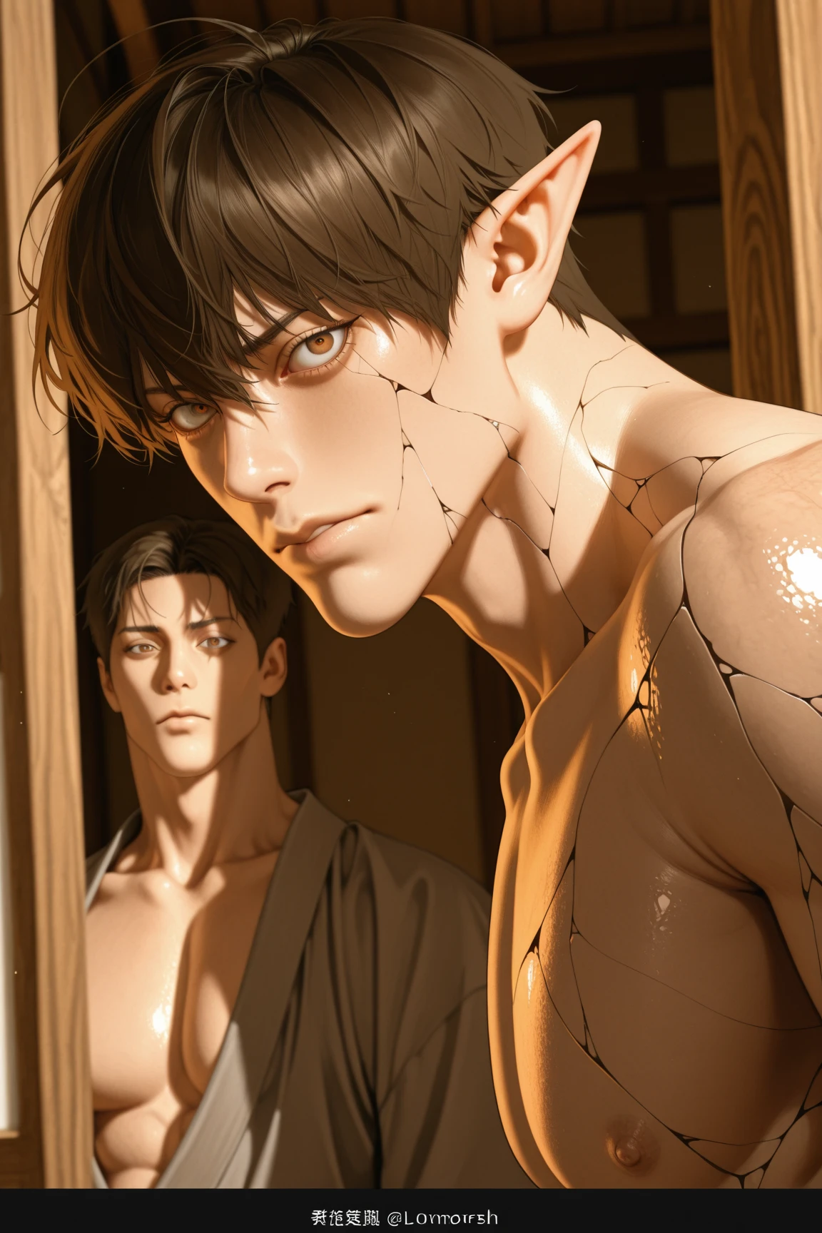 score_9, score_8_up, score_7_up, rating_explicit , Handsome Aomine Daiki ,1boy legs ,pov , dark skin ,rooftop ,holding penis , vomiting cum