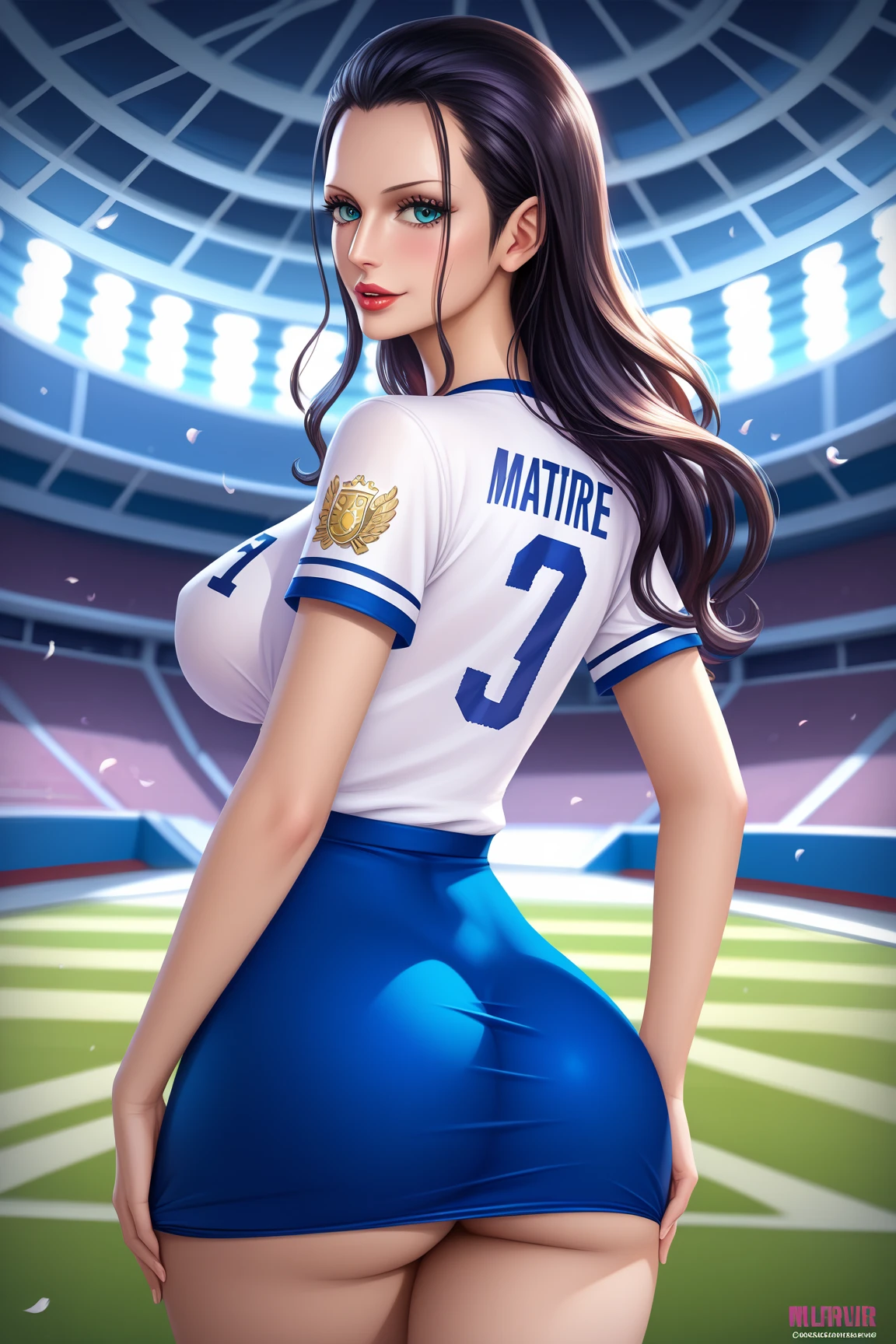 (((black g-string)))), (((black high waisted thong))), ((((arms on the hips))) , (((room)), , (((perfect ???????, anatomically correct, super detailed skin))), (Best_QualityPos, intricate details, best quality, 8k uhd, soft lighting, smilling, ((((arms on the hips))) ,(solo)), (((big window in the background))), (alone). ((solo:1.5)), big red lips,, 1 girl, (((wearing a white Real Madrid shirt))), . ,[[[(((big hips)))]]]], perfectly round breasts, hourglass body. black hair, shiny skin, watching the viewer, beautiful hair, beautiful face, beautiful detailed eyes,, brown eyes, babyface, mole under eye, beautiful clavicle, beautiful body, beautiful breasts, large breasts:0.5, beautiful thighs, beautiful legs, big thighs, necklace, standing, (beautiful scenery),, top quality, masterpiece​:1.2, extremely detailed),), natural lighting, ,(high detailed skin:1.2)