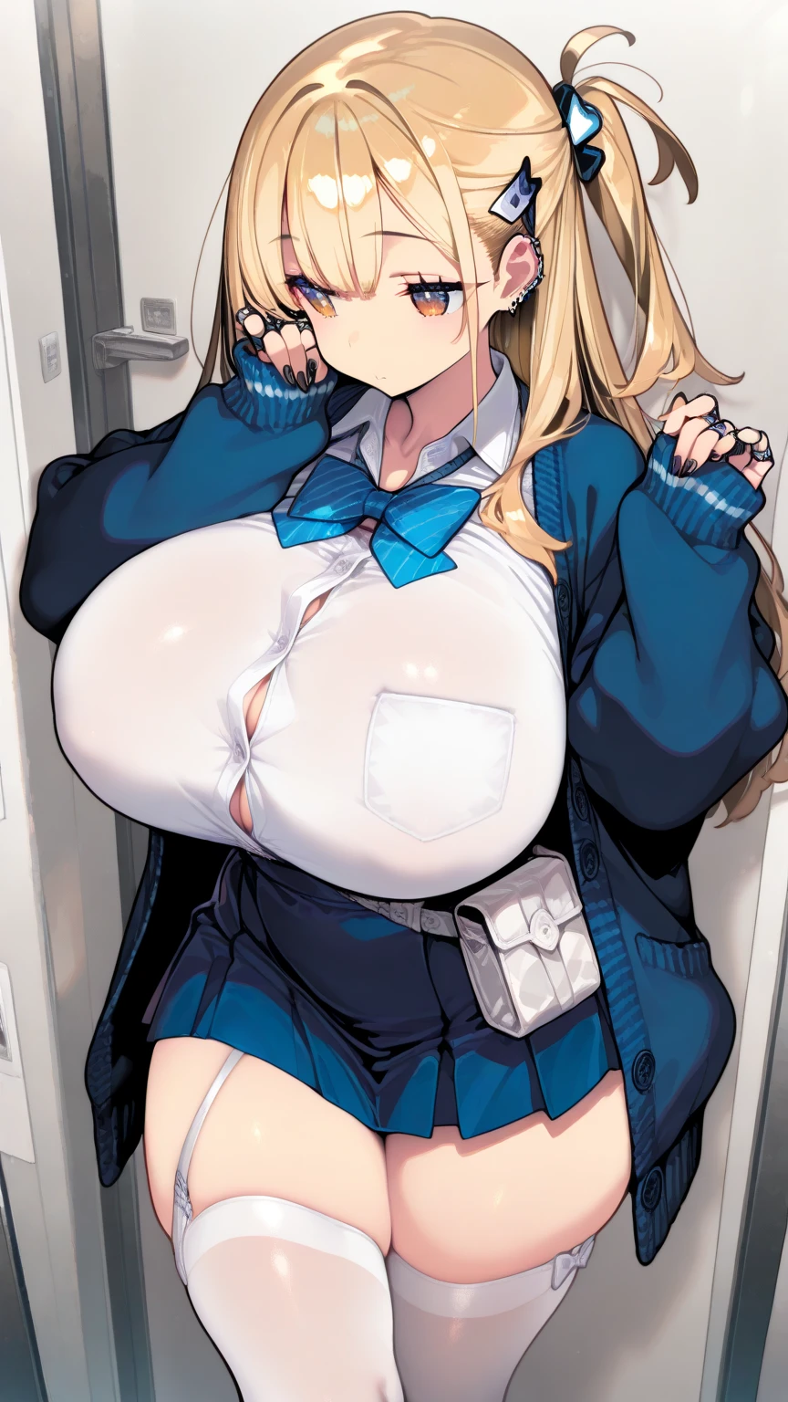 1 girl,anime beautiful girl,(very huge breasts:1.5),(shirtless girl:1.5),(Girl Grabbed by the Chest:1.3),long hair,(blush,embarrassed:1.2),very high quality,(first round,handcuffs on both hands:1.3),(Girl raising arms:1.5),being restrained,lure,(mini miniskirt:1.3)