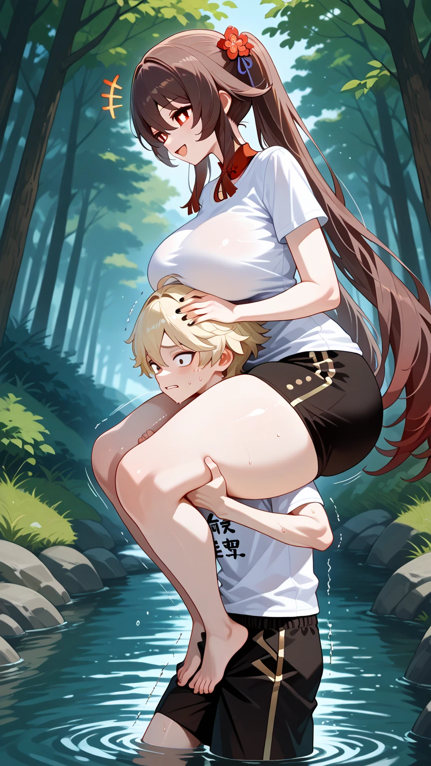 score_9, score_8_up, score_7_up, source_anime, signature, score_6, score_5, score_4, ((Girl breastfeeding little brother)), nude, (ass closeup, pussy), outdoors, nude, against wall, face in breasts, hug, shota, penis, huge breasts, tiny boy, harada takehito,
