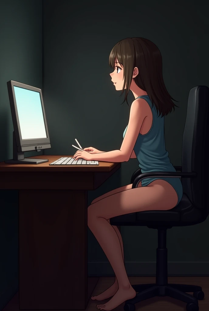 1girll,playgame,From behind,Naked back